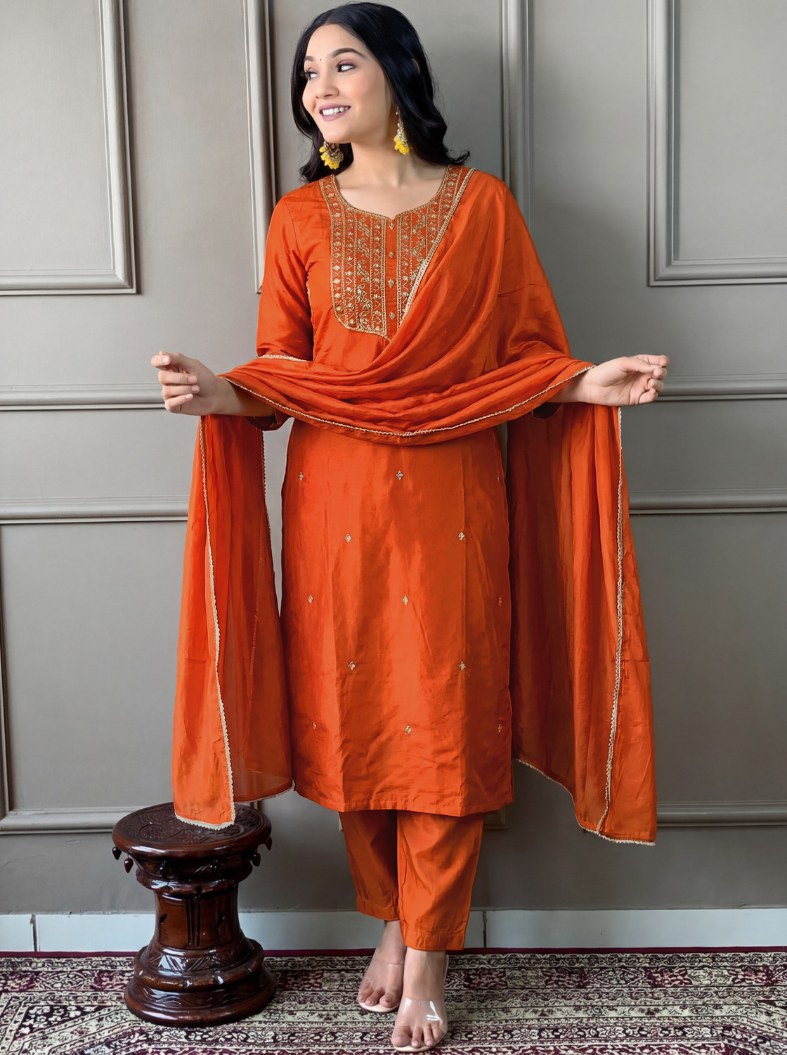 Image of ANJIKI Women Kurti Pant Dupatta Set