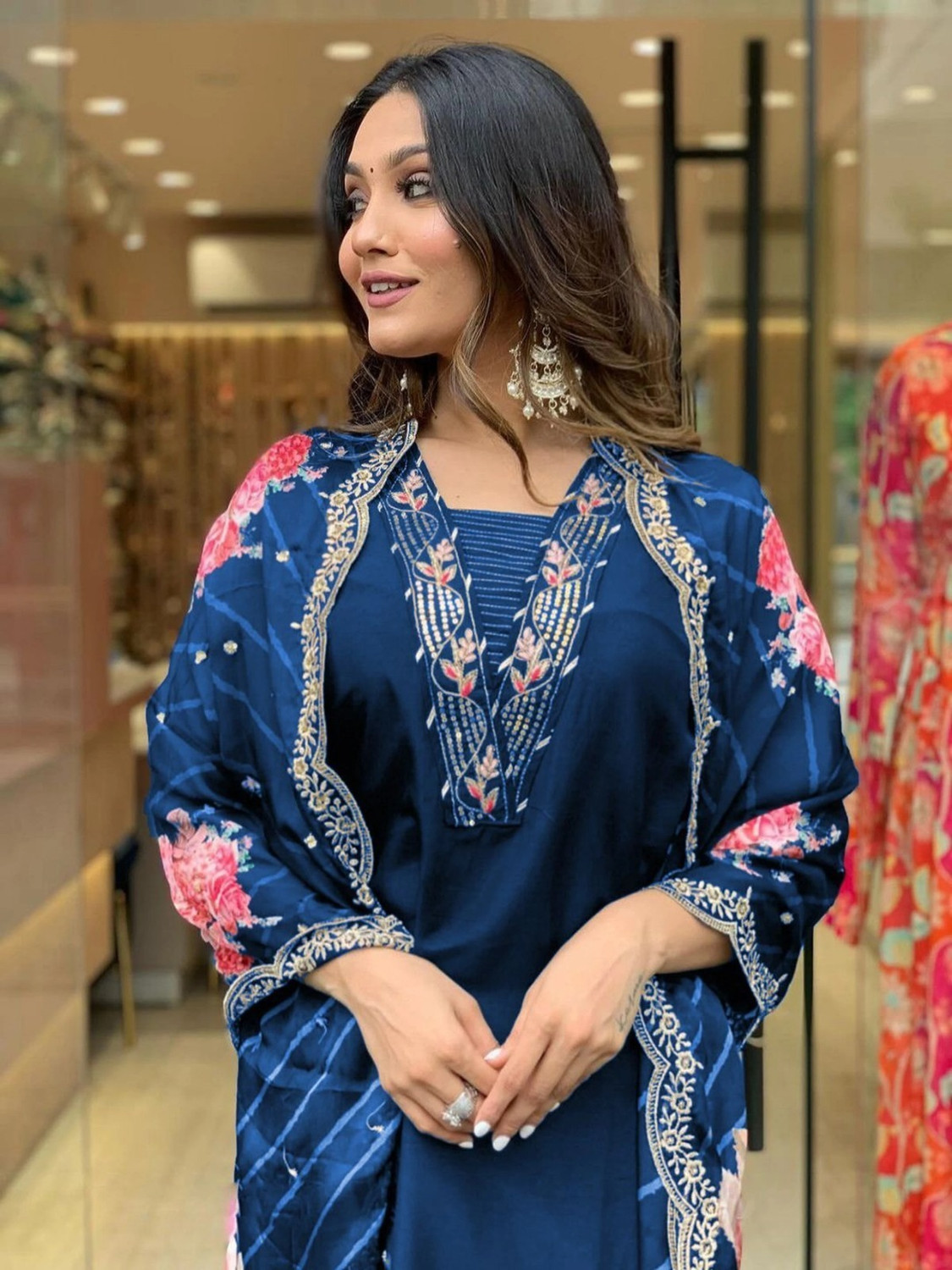 Image of KEVIJA Women Kurta Pant Dupatta Set