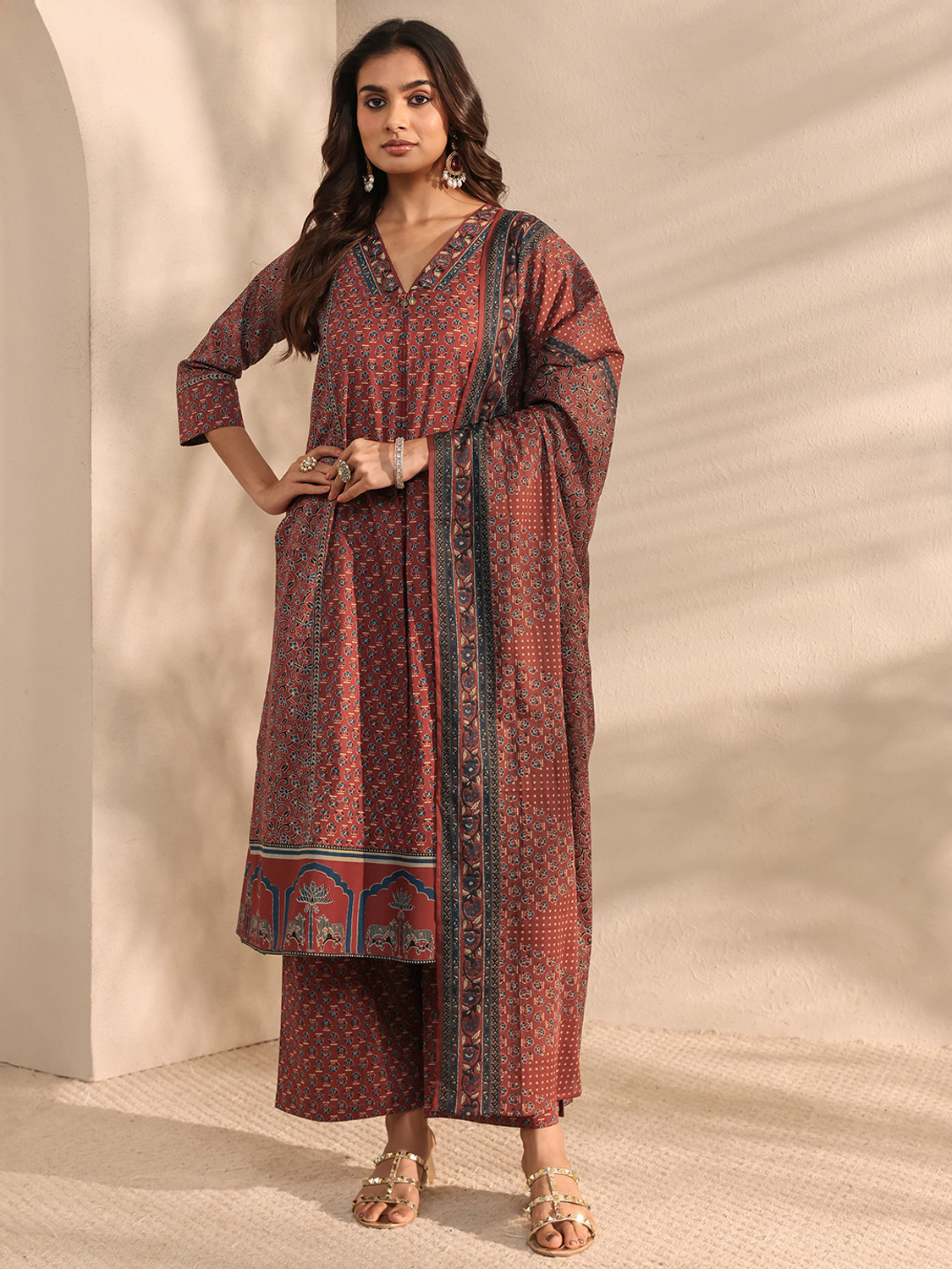 Image of LIBAS Women Kurta Palazzo Dupatta Set