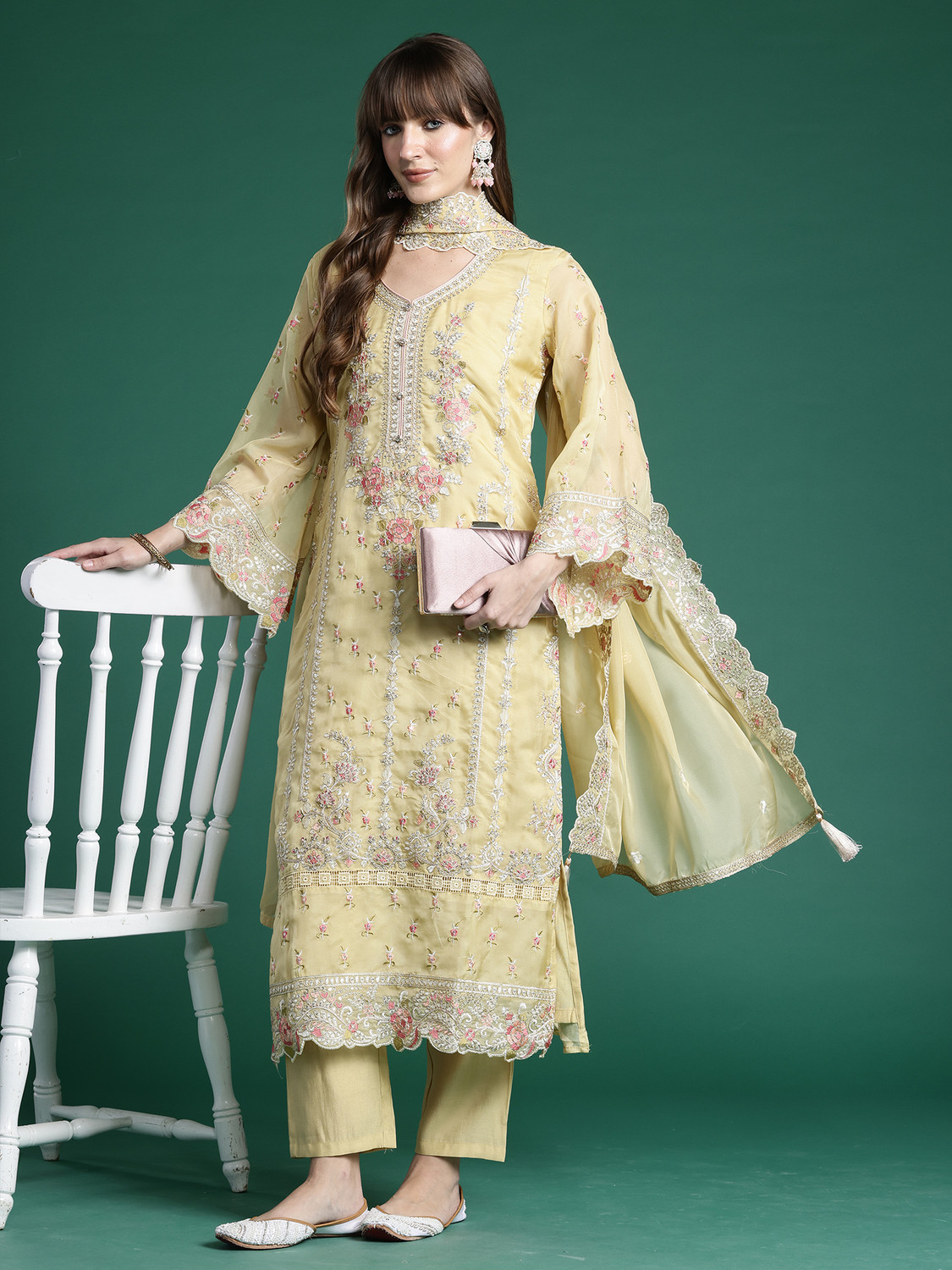 Image of Indo Era Women Kurta Pant Dupatta Set