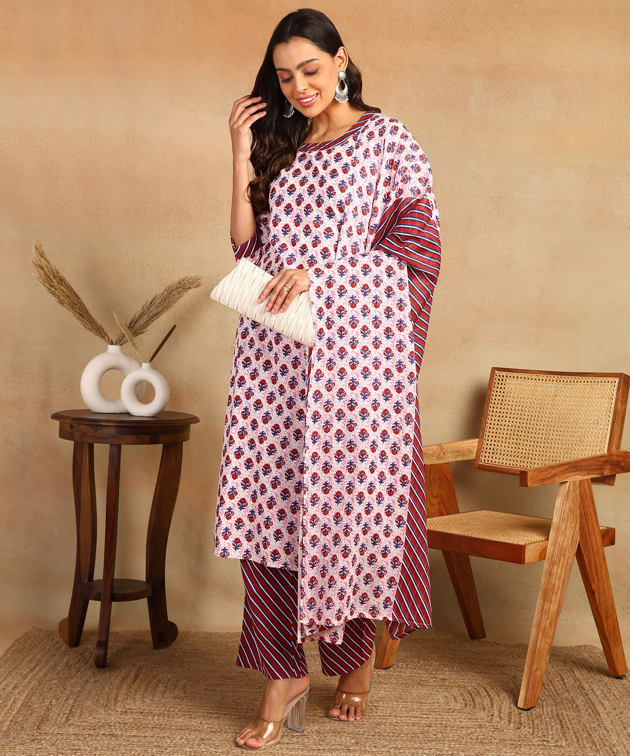 Image of mokshi Women Kurta Palazzo Dupatta Set