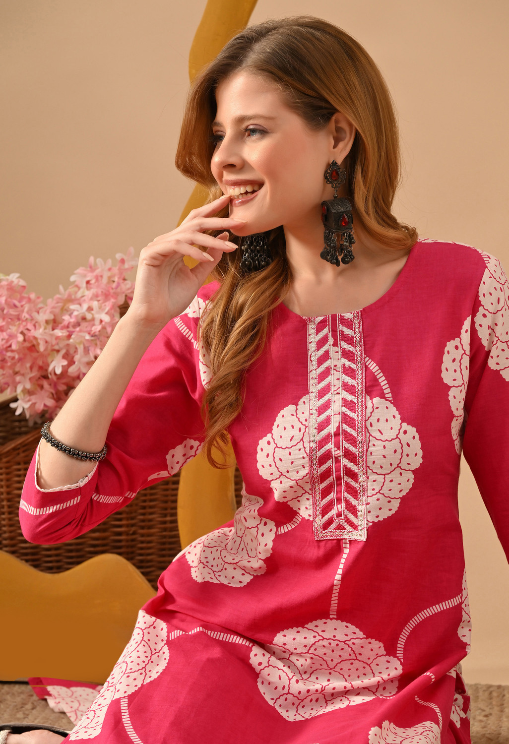 Image of KKFAB Women Pure Cotton Kurta Pant Set