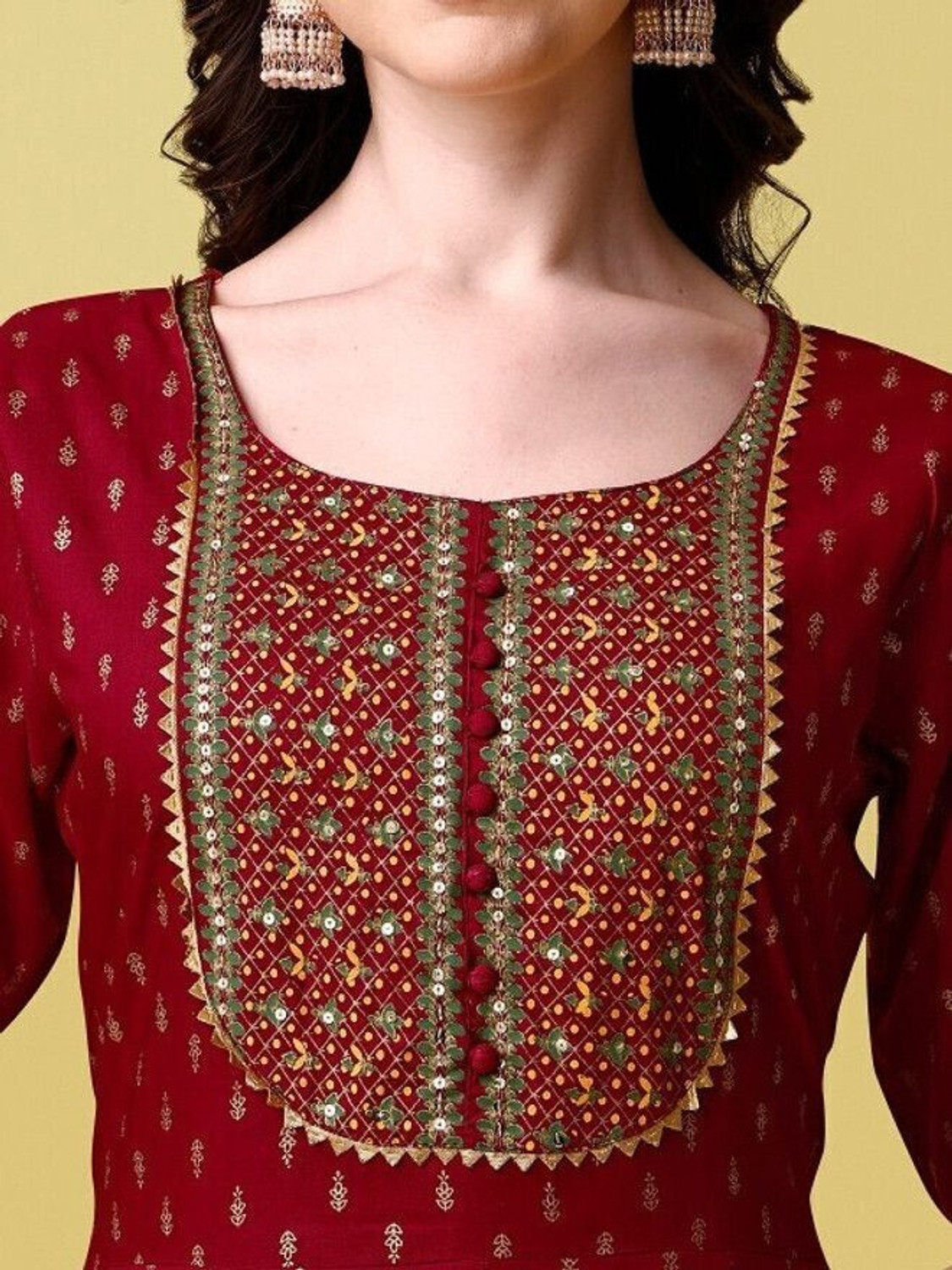 Image of HOUSE OF COMMON Printed Kurta, Trouser /Pant & Dupatta Set