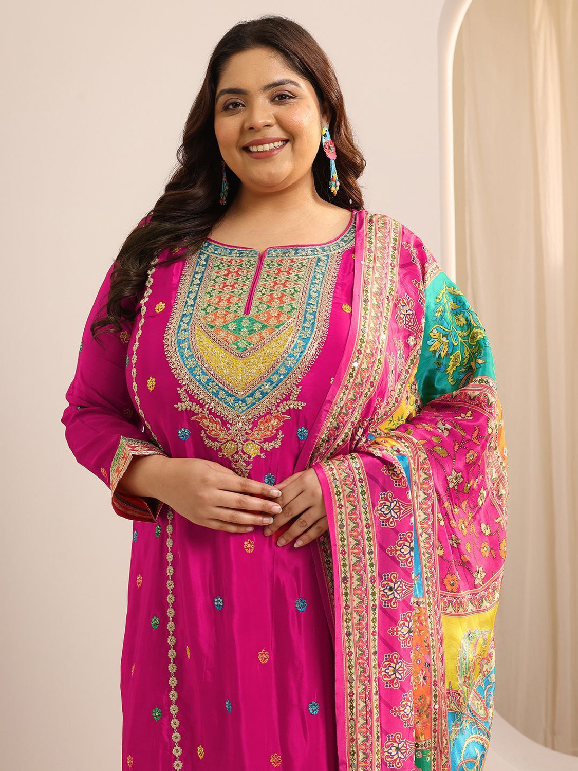 Image of EXTRA LOVE BY LIBAS Women Kurta Sharara Dupatta Set
