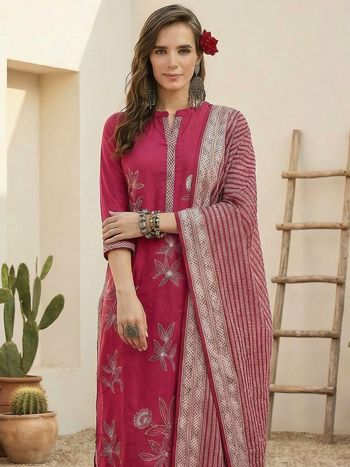 Image of Indo Era Women Kurta Pant Dupatta Set