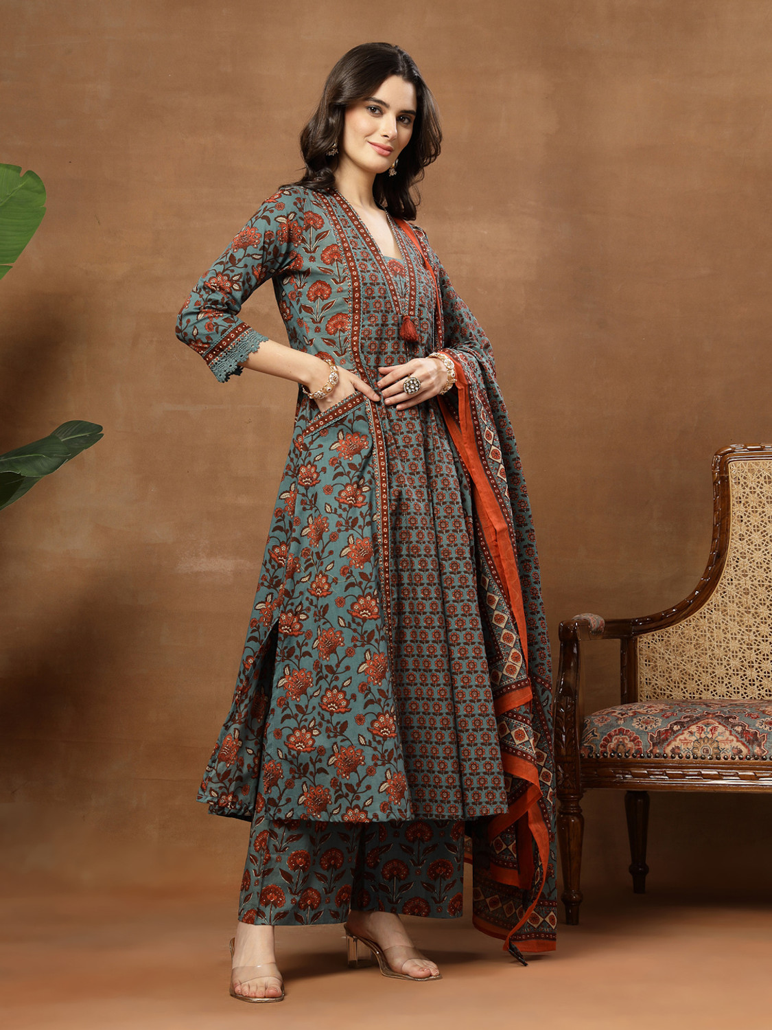 Image of KIMAYRA Women Kurta Palazzo Dupatta Set