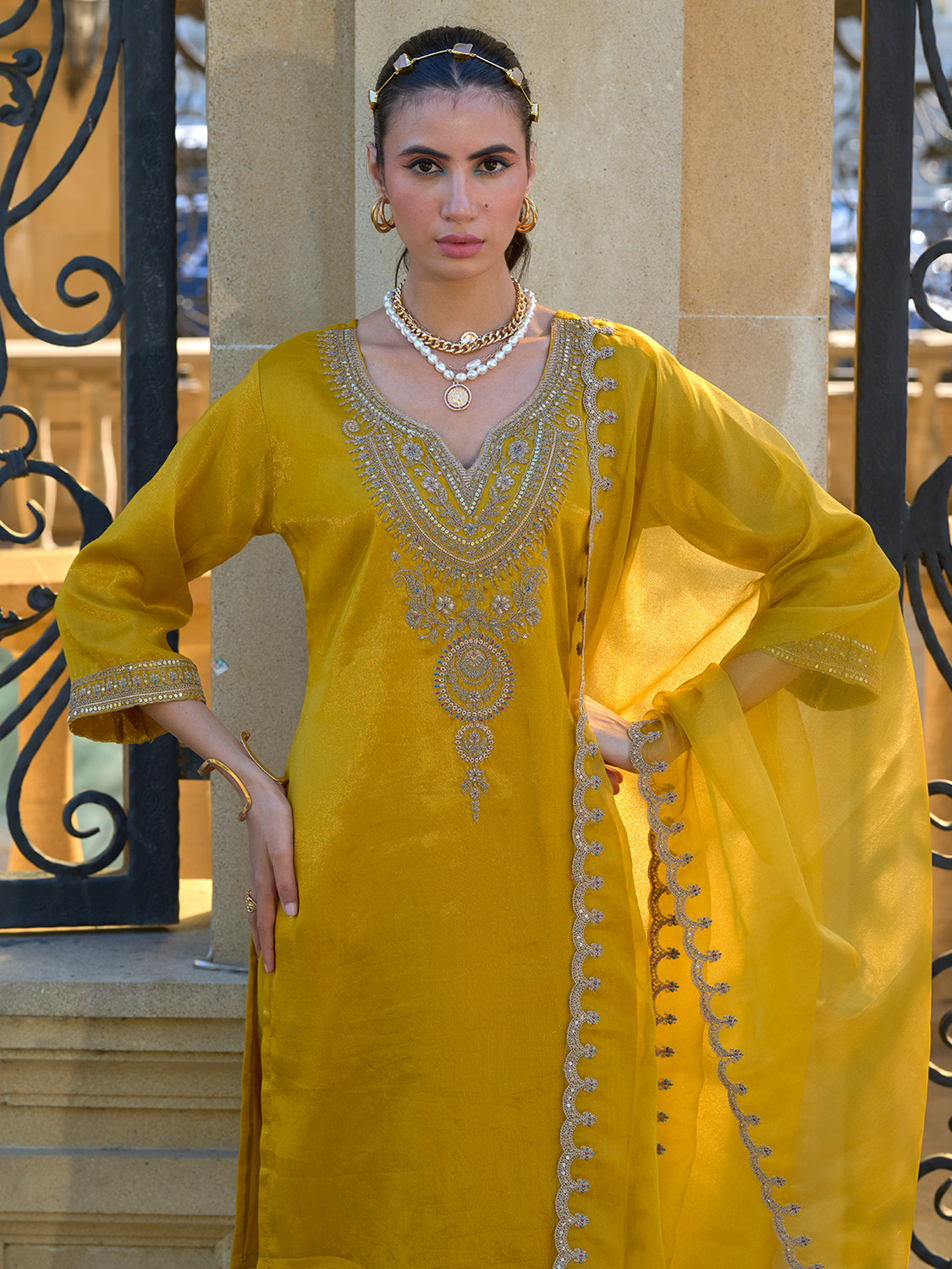 Image of Indo Era Women Kurta Pant Dupatta Set