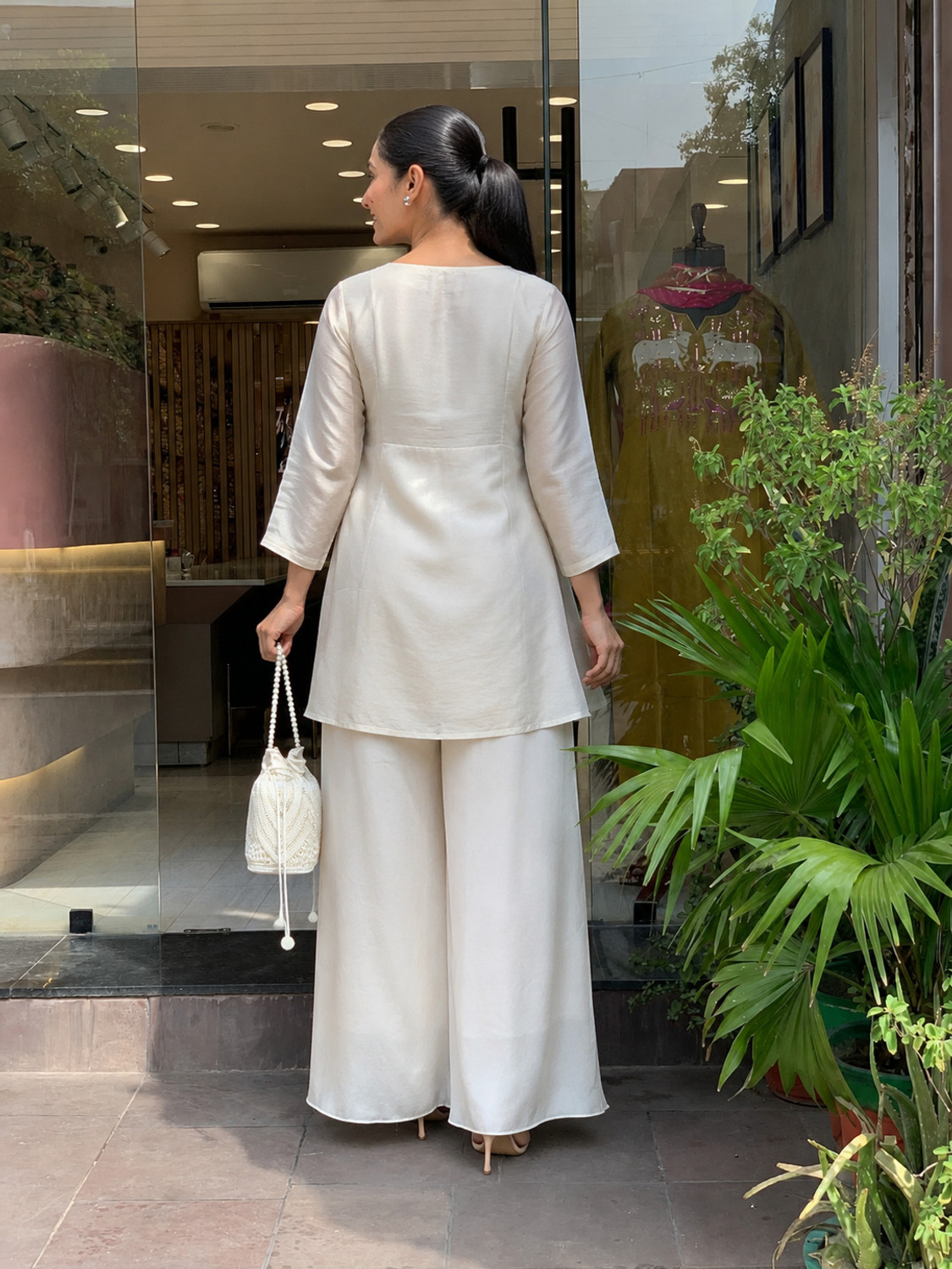 Image of MAHELIKA Women Ethnic Top Palazzo Set