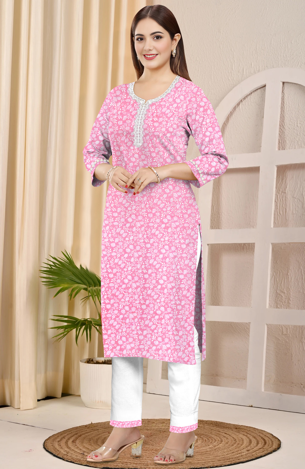 Image of Geohub Women Kurti Palazzo Dupatta Set