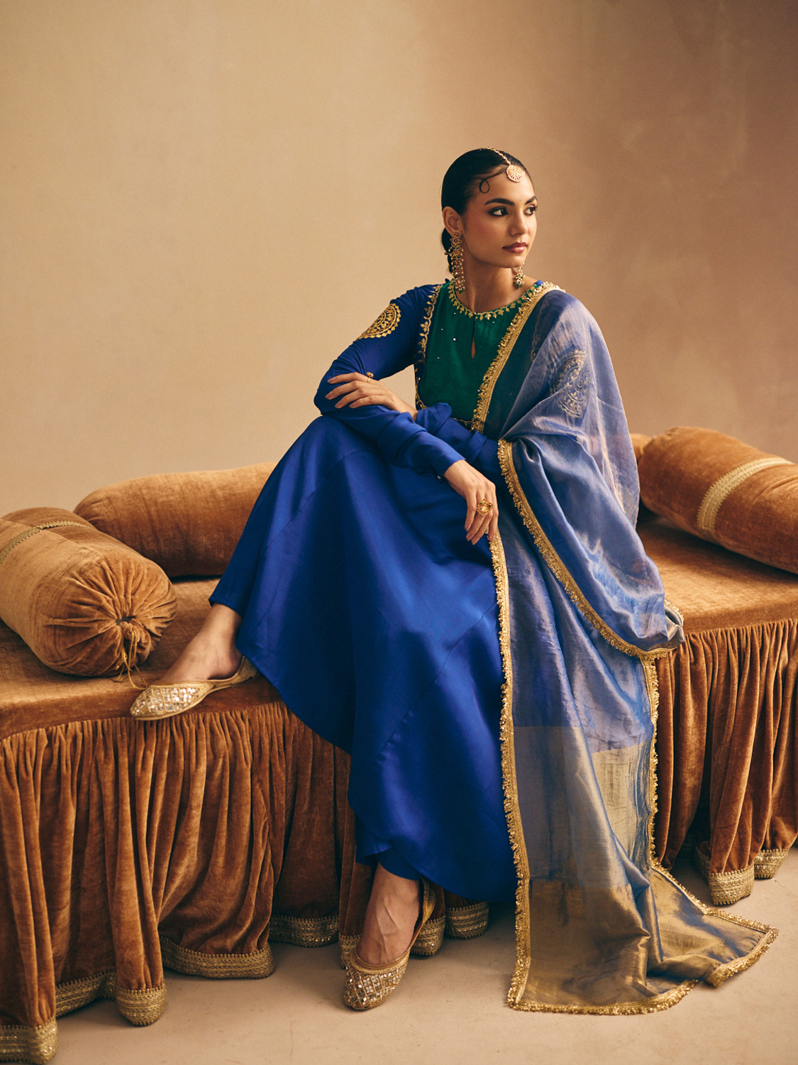 Image of FIORRA Women Chanderi Kurta Palazzo Dupatta Set