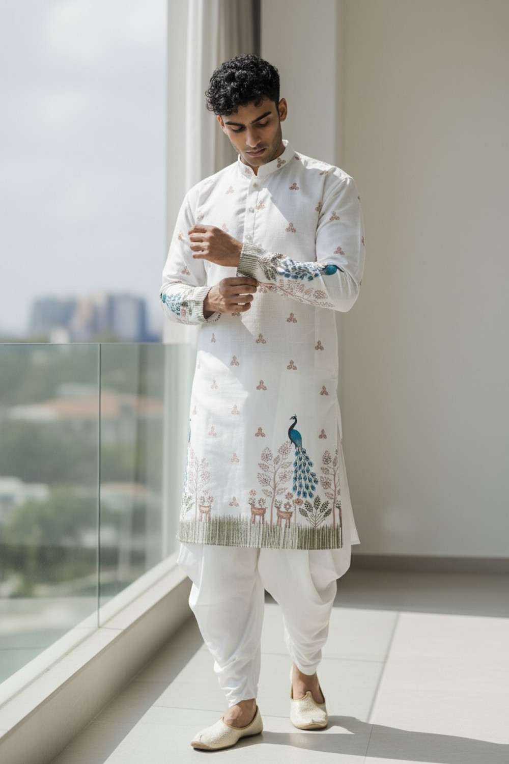 Image of UNIQUE MOMENTS Men Kurta Dhoti Set