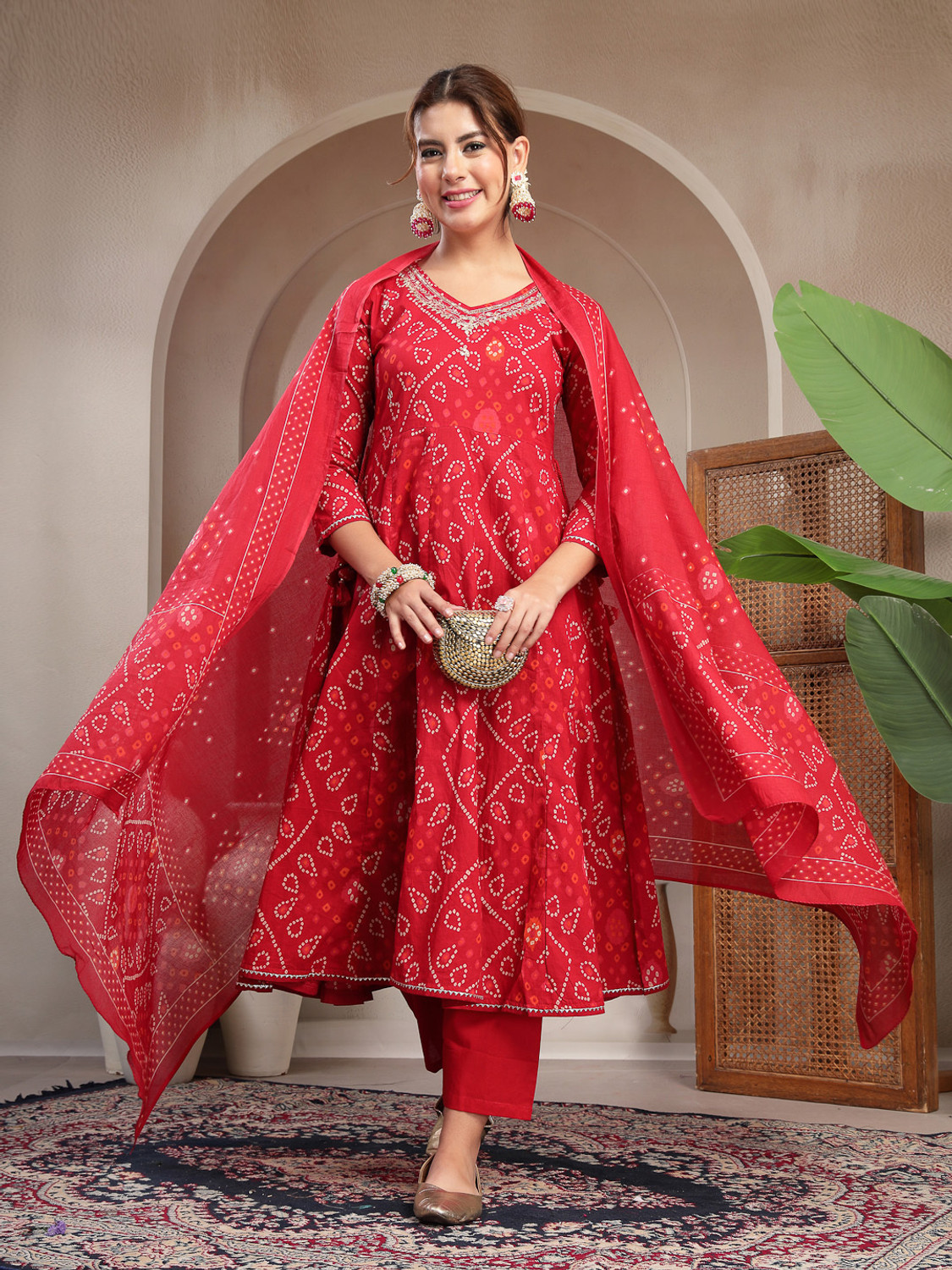 Image of Gulmohar Jaipur Women Kurta Palazzo Dupatta Set