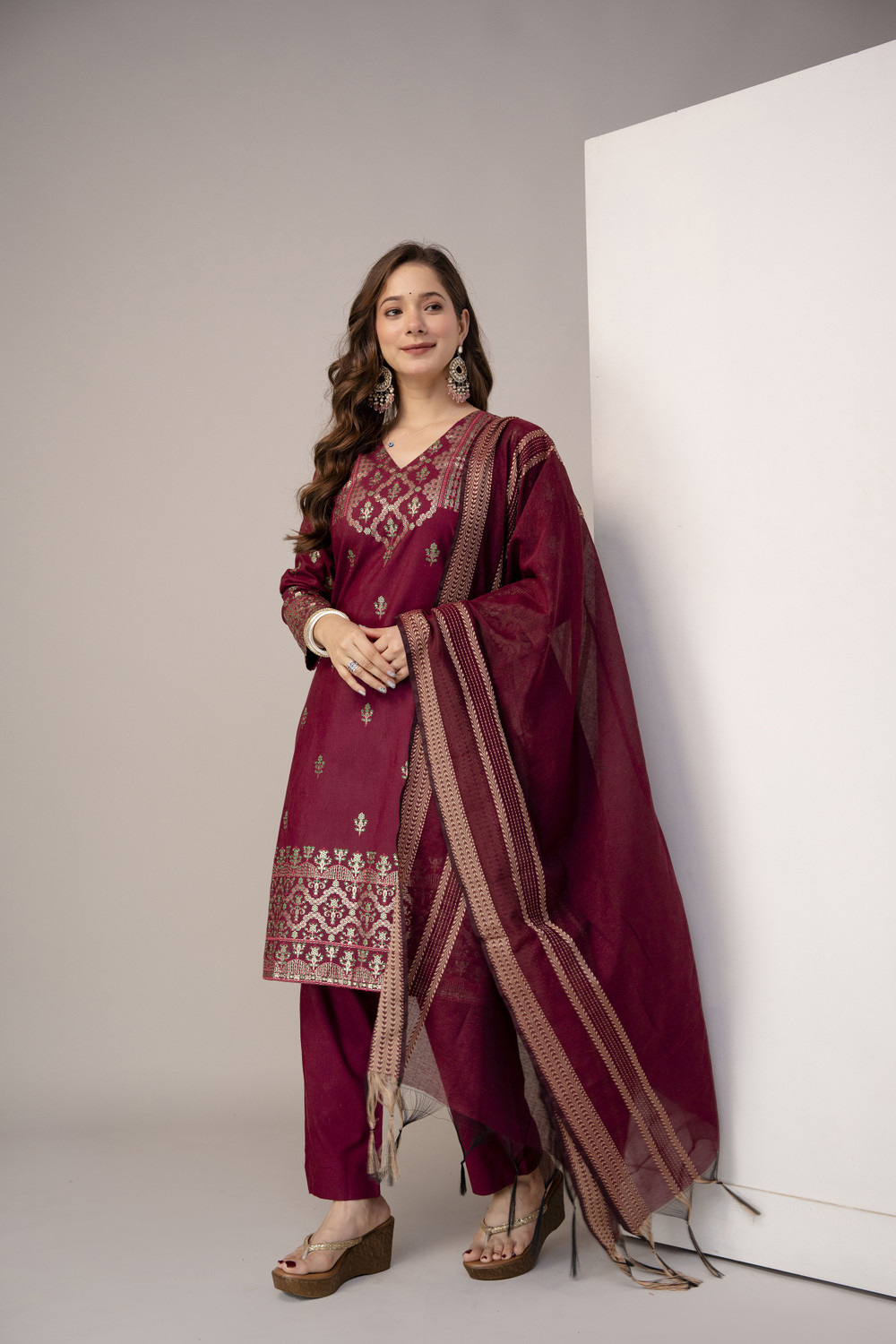 Image of Floressa Women Kurta Pant Dupatta Set