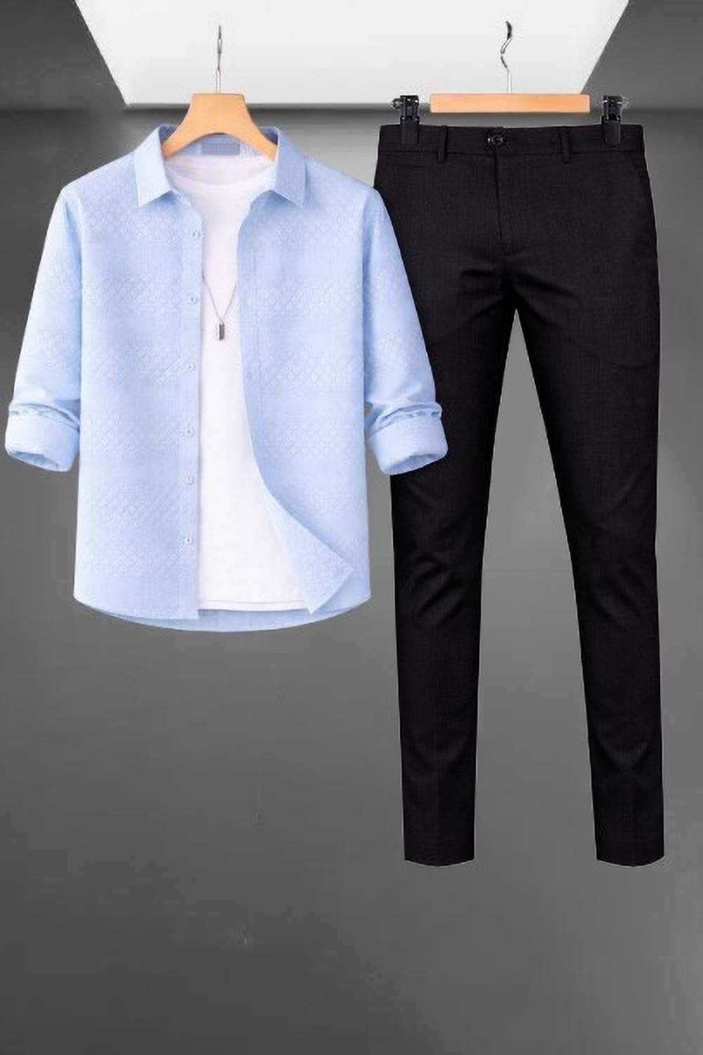 Black Deer Men Shirt Pant Set Black