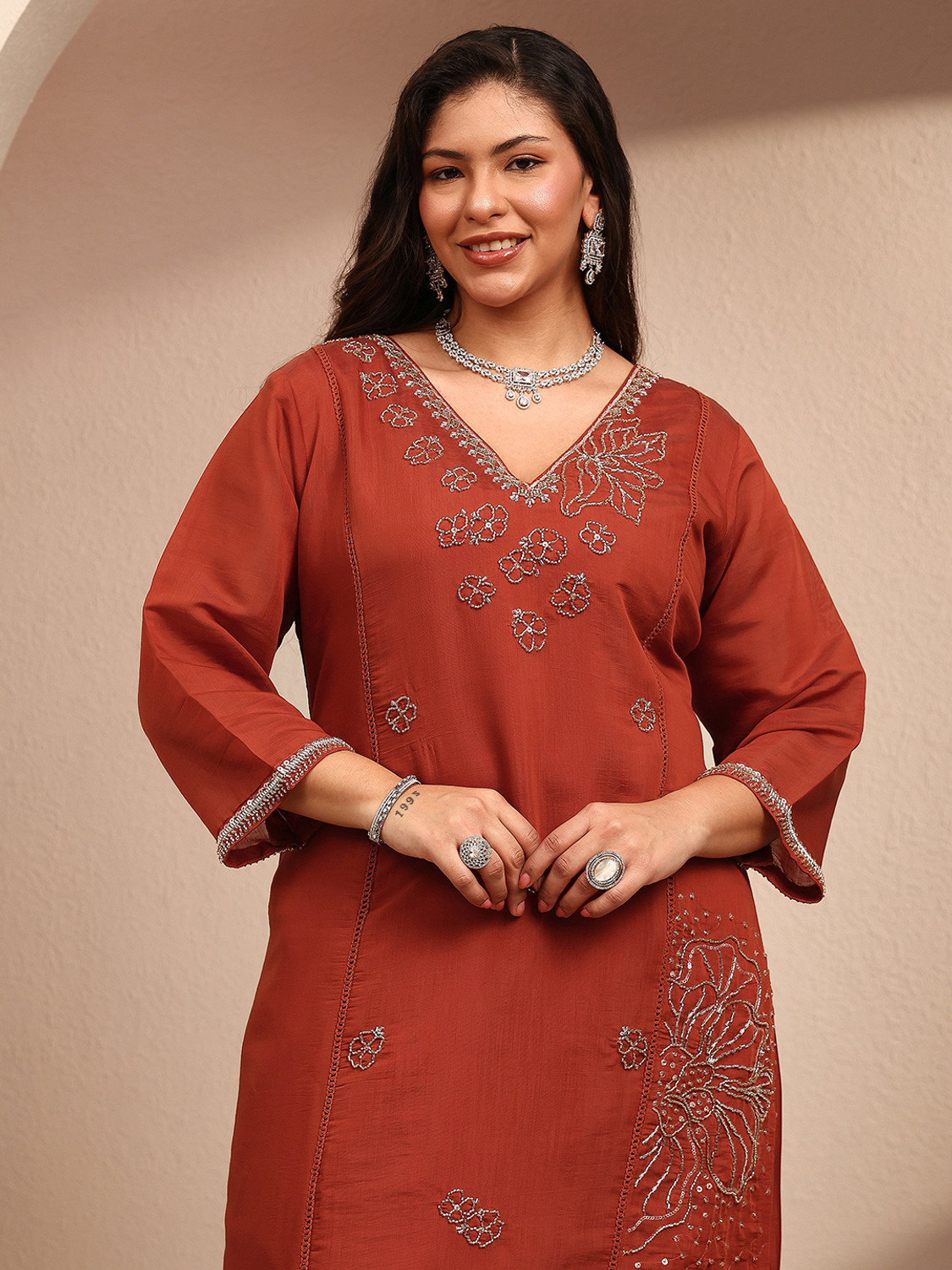 Image of EXTRA LOVE BY LIBAS Women Kurta Pant Dupatta Set