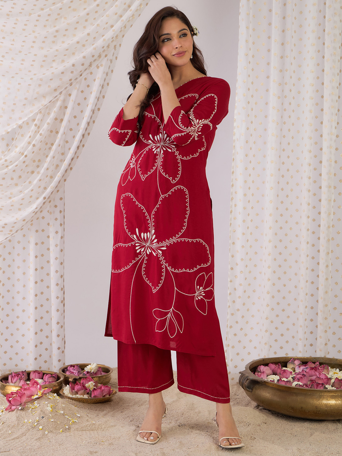 Image of Indo Era Women Kurta Palazzo Set