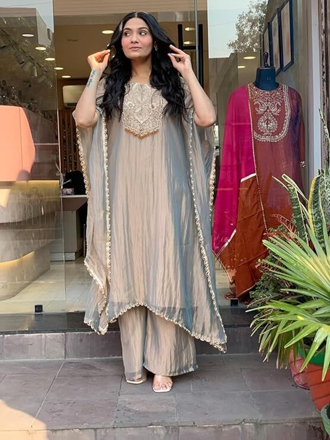 Image of Harekrishna creation Women Kaftan Palazzo Set