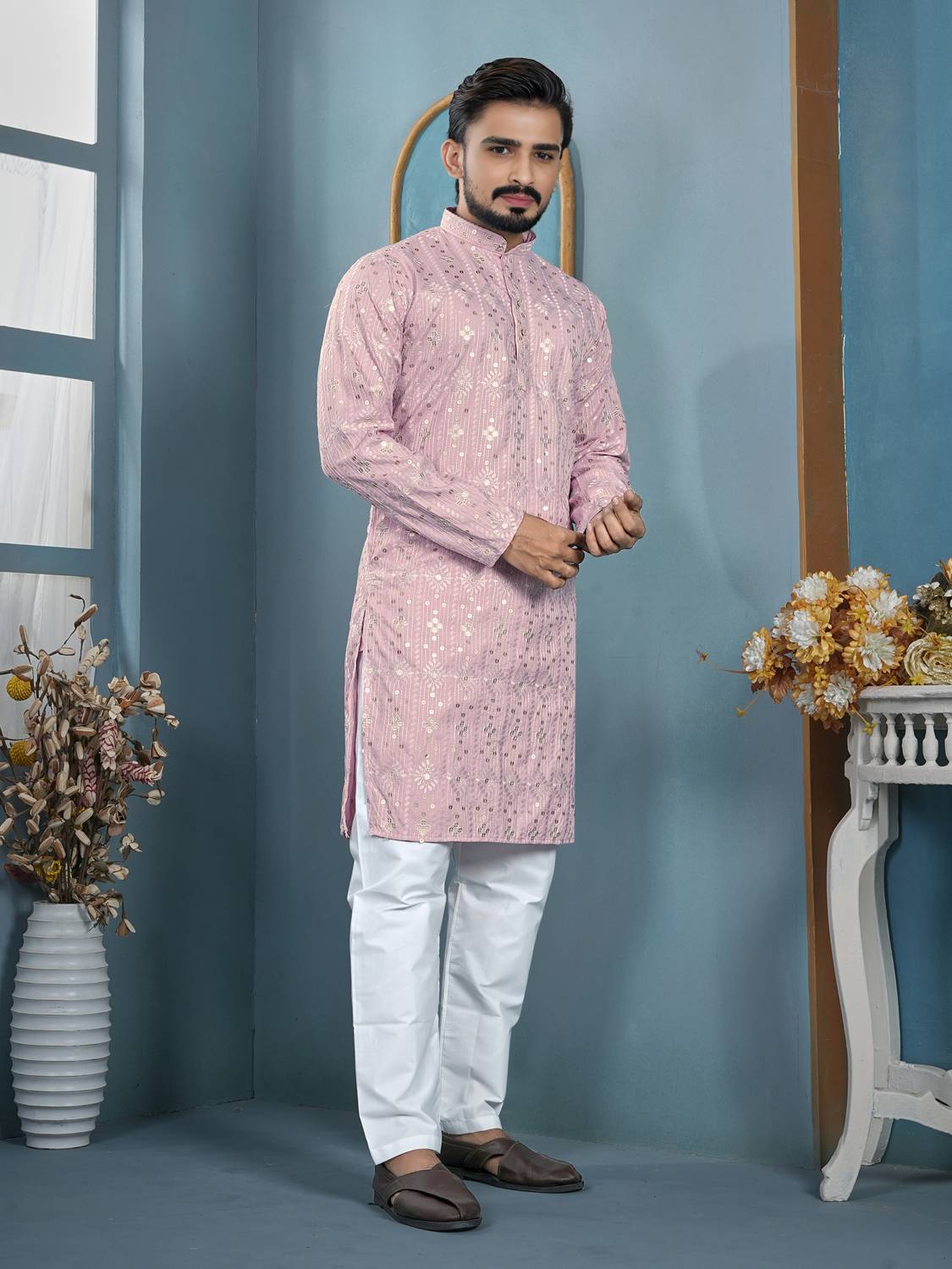 ellark Men Kurta Pyjama Set - Image 2