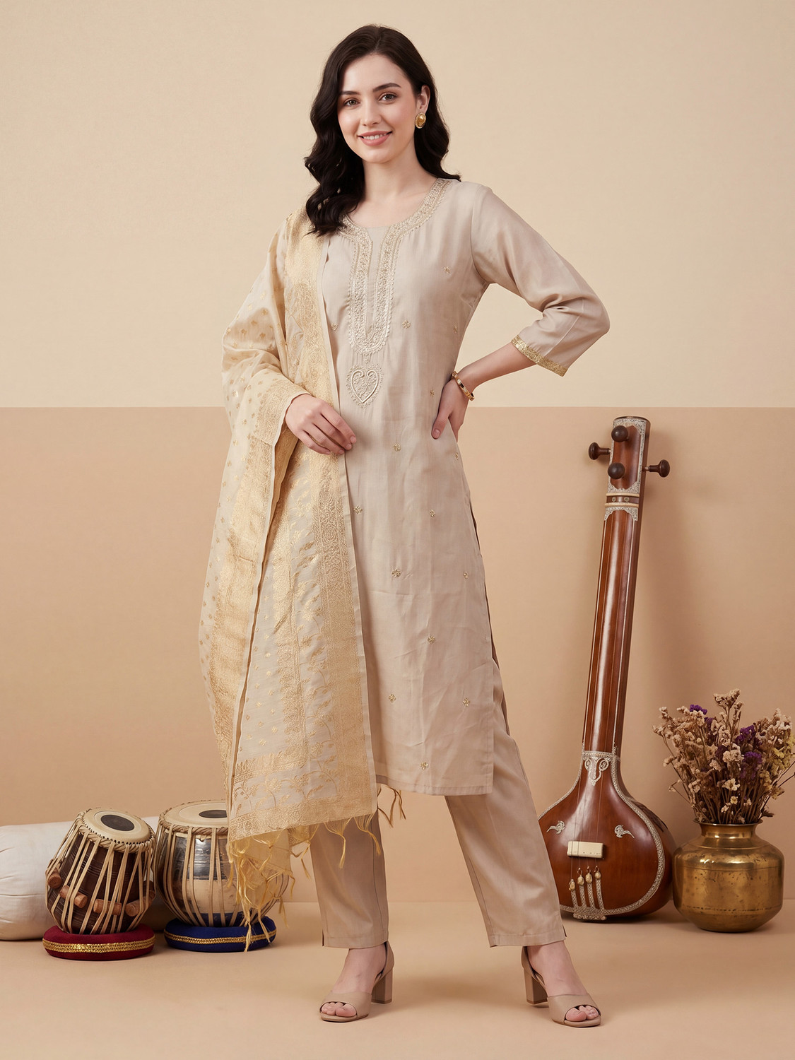 Image of Indo Era Women Kurta Pant Dupatta Set