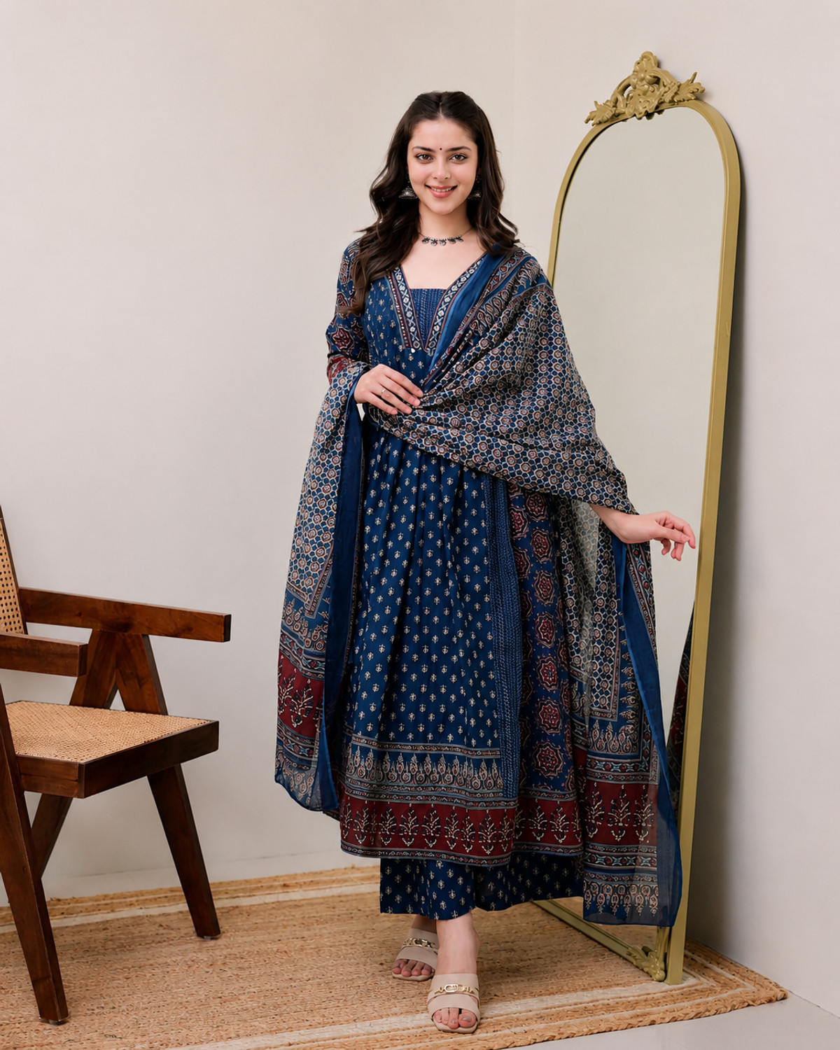 Image of VAANEEP Women Kurta Pant Dupatta Set