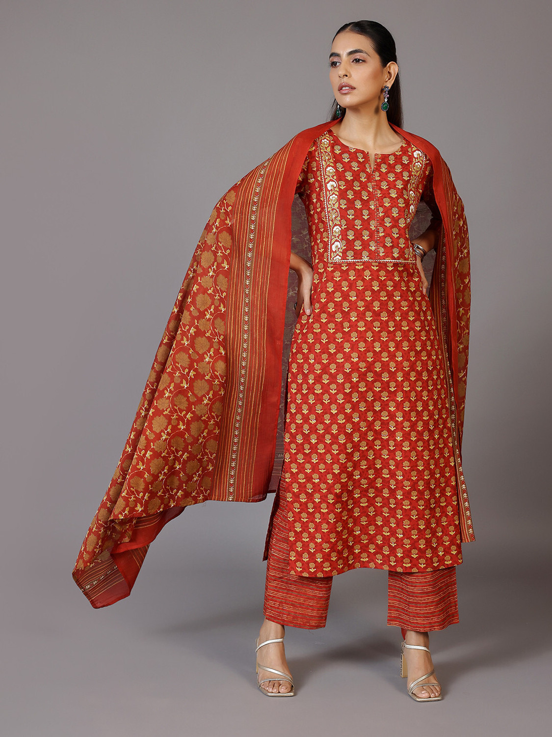 Image of LIBAS Women Kurta Palazzo Dupatta Set