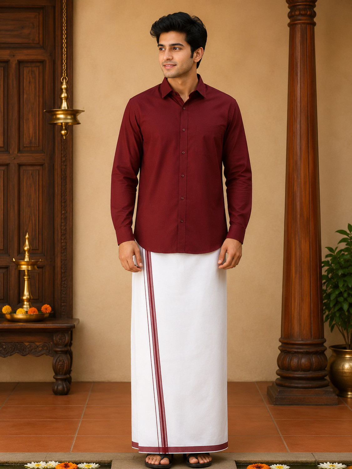 Image of Famuzz Men Shirt Dhoti Set