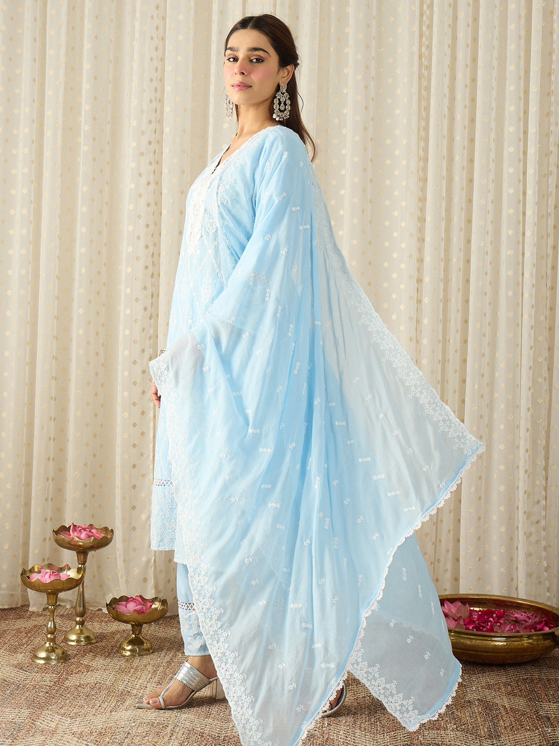 Image of Indo Era Women Kurta Pant Dupatta Set