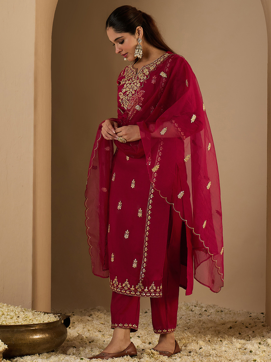 Image of Indo Era Women Kurta Pant Dupatta Set