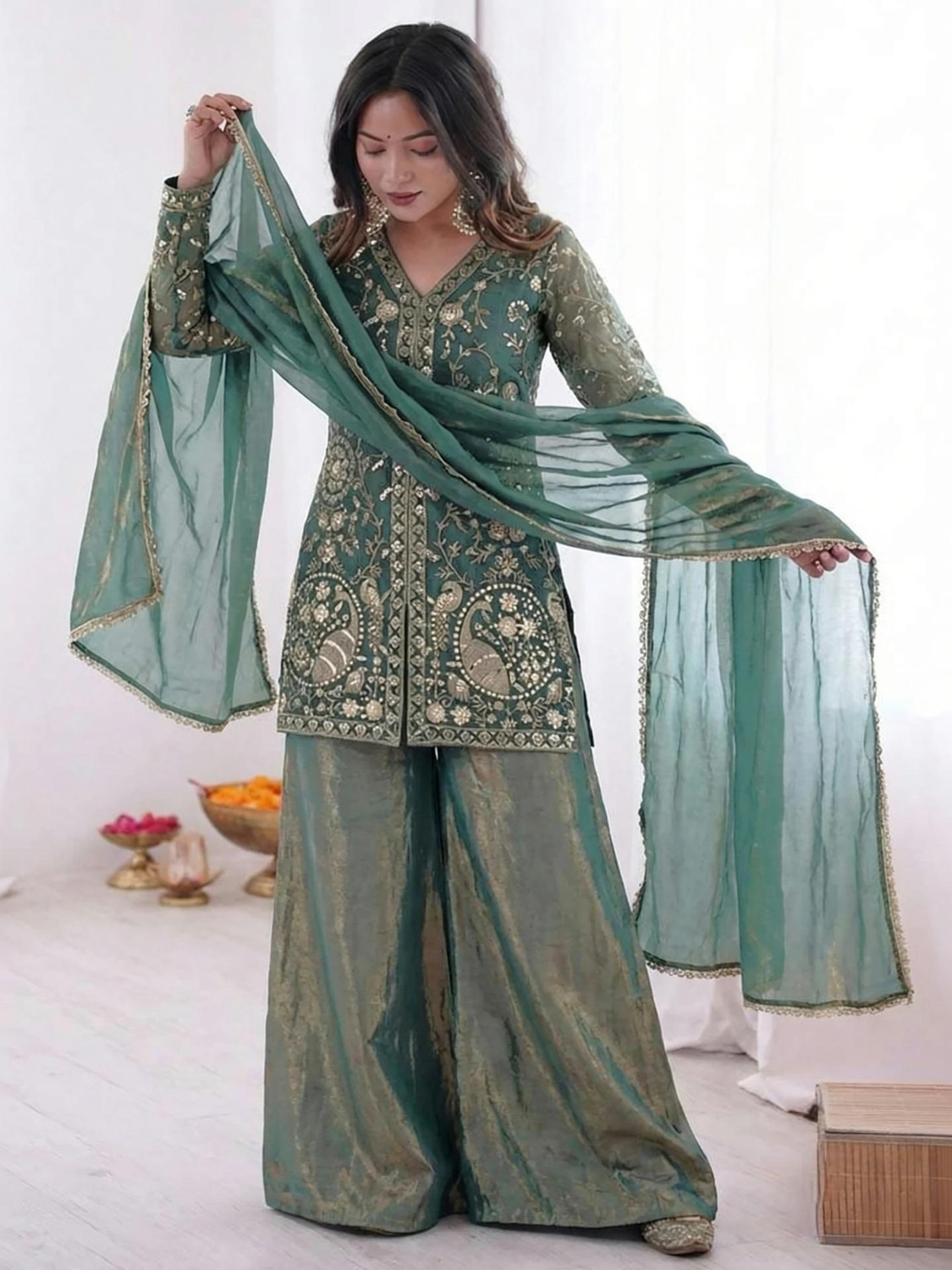Trijal Fab Women Kurta Palazzo Dupatta Set