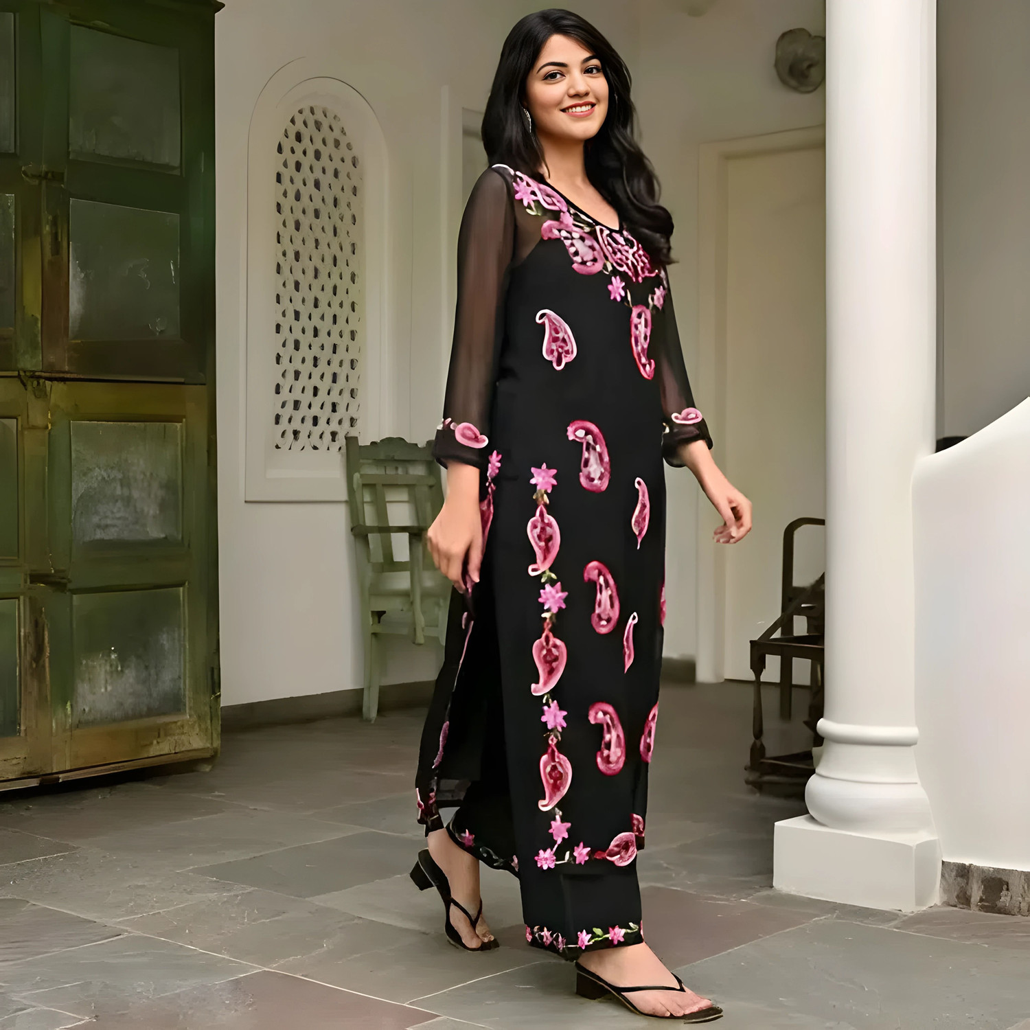 Image of S B Senjaliya Women Kurta Palazzo Set