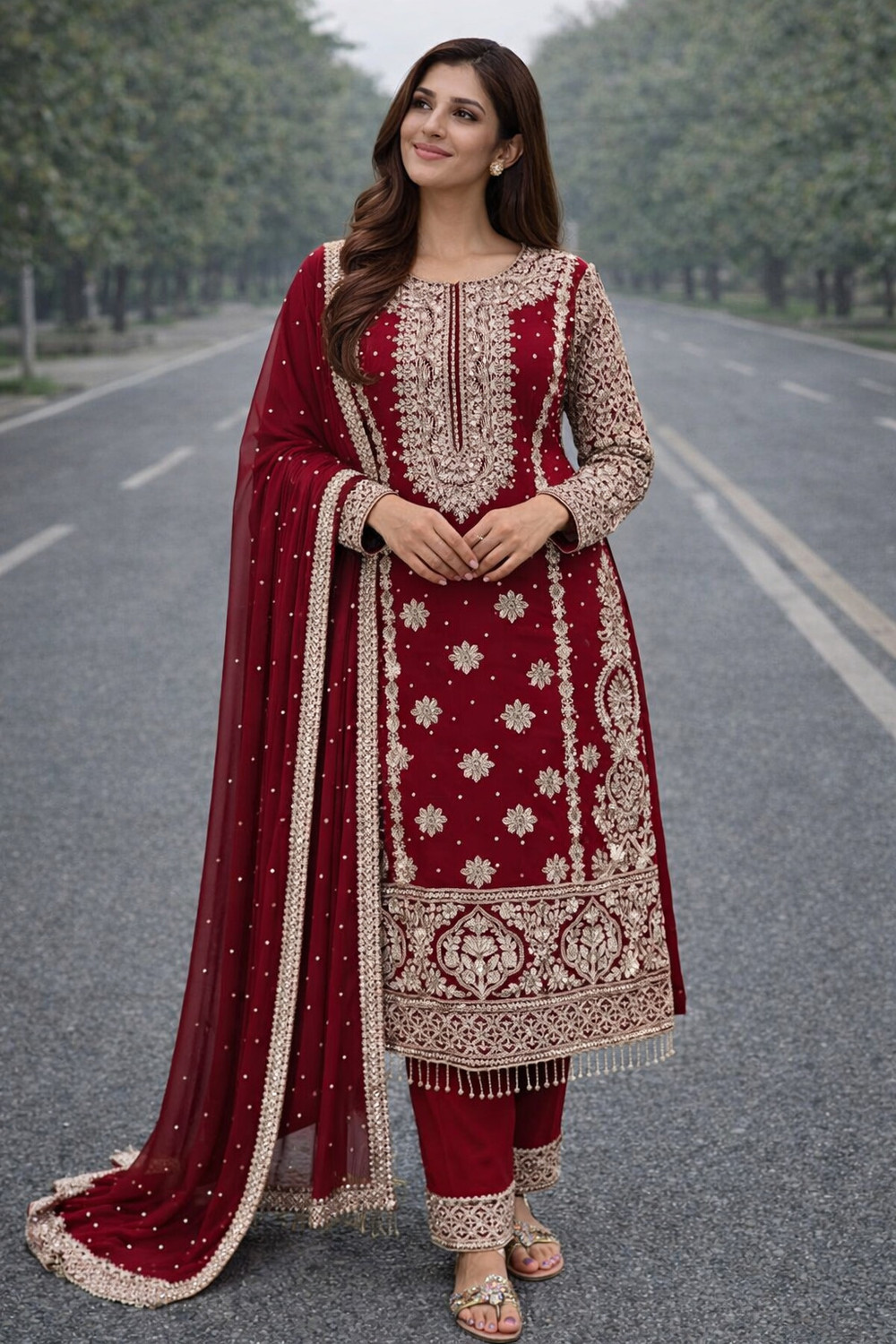 AKSHARAMERA Women Kurta Pant Dupatta Set