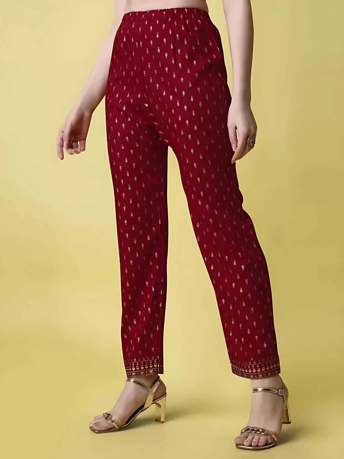 Image of HOUSE OF COMMON Printed Kurta, Trouser /Pant & Dupatta Set