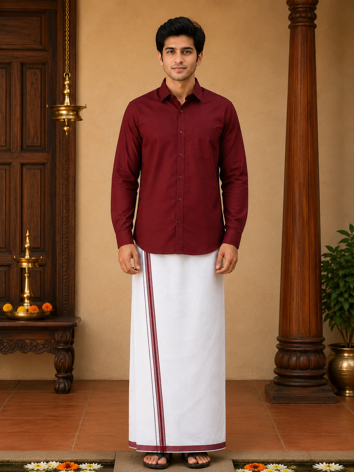 Image of Famuzz Men Shirt Dhoti Set