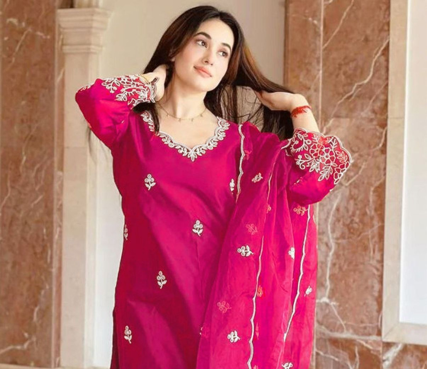 Image of fashionhyp Women Kurta Pant Dupatta Set