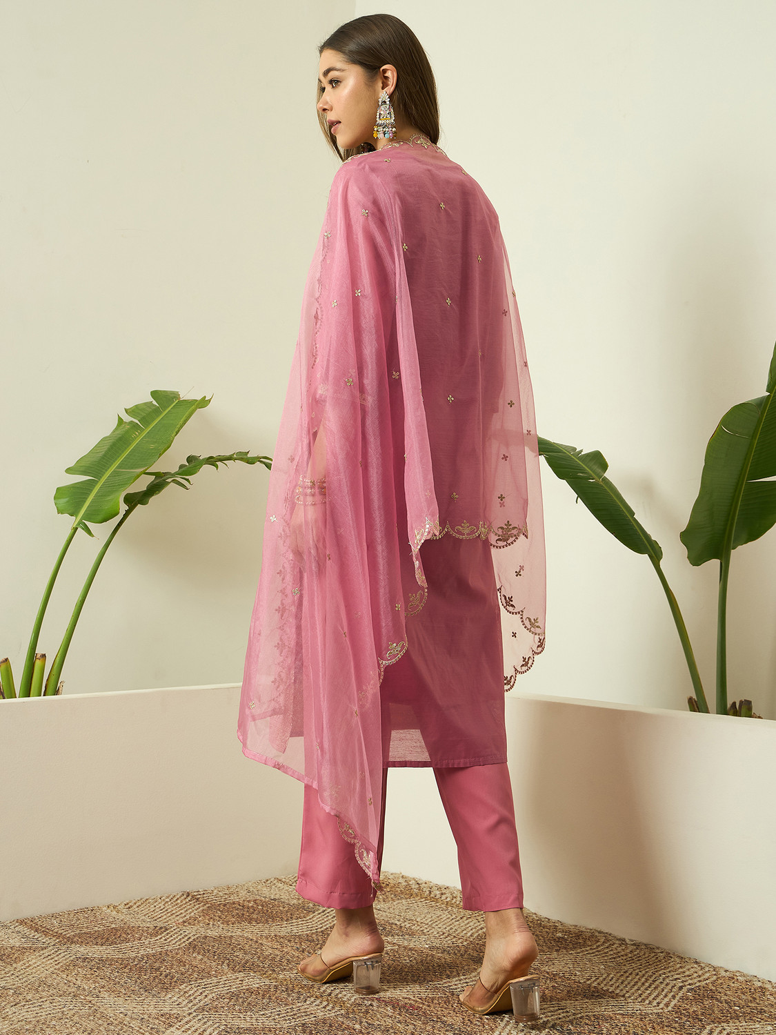 Image of AVANSHEE Women Chanderi, Cotton Silk Kurta Pant Dupatta Set