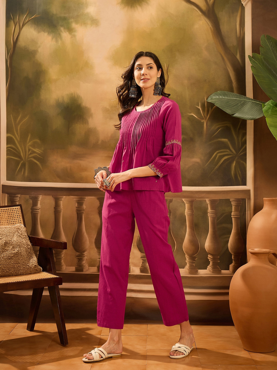 Image of Sangria Women Kurta Pant Set