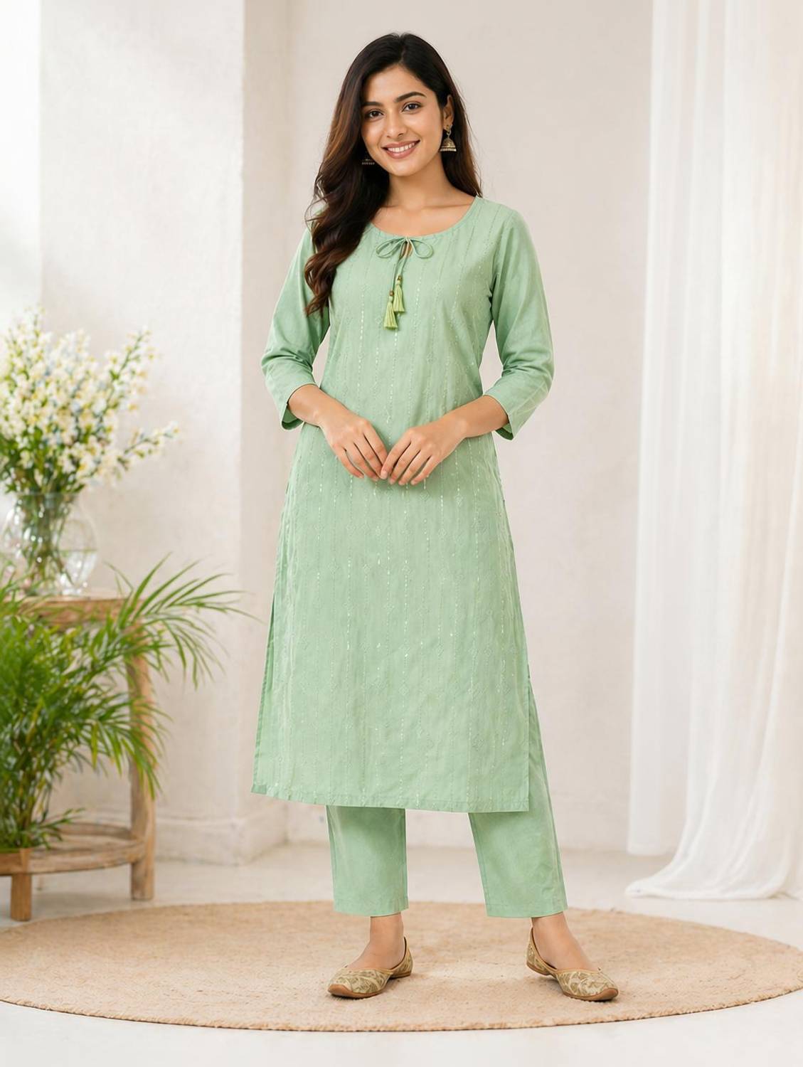 ABCREATION Women Kurta Palazzo Set