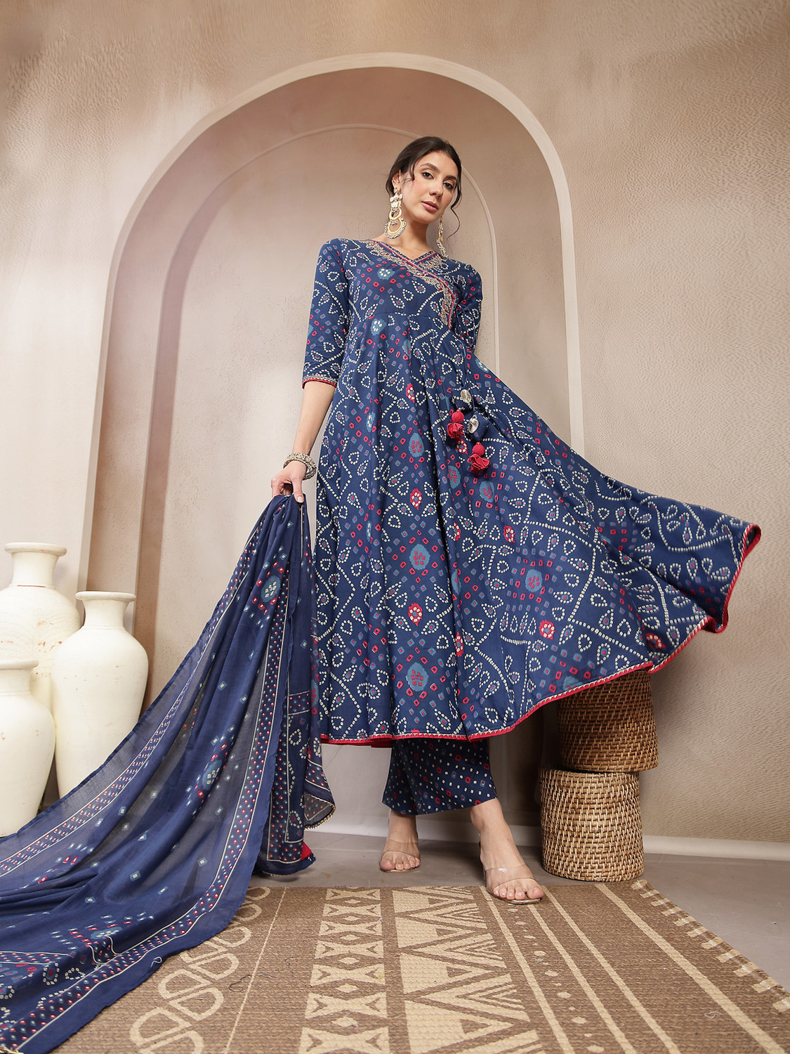 Image of KIMAYRA Women Kurta Palazzo Dupatta Set