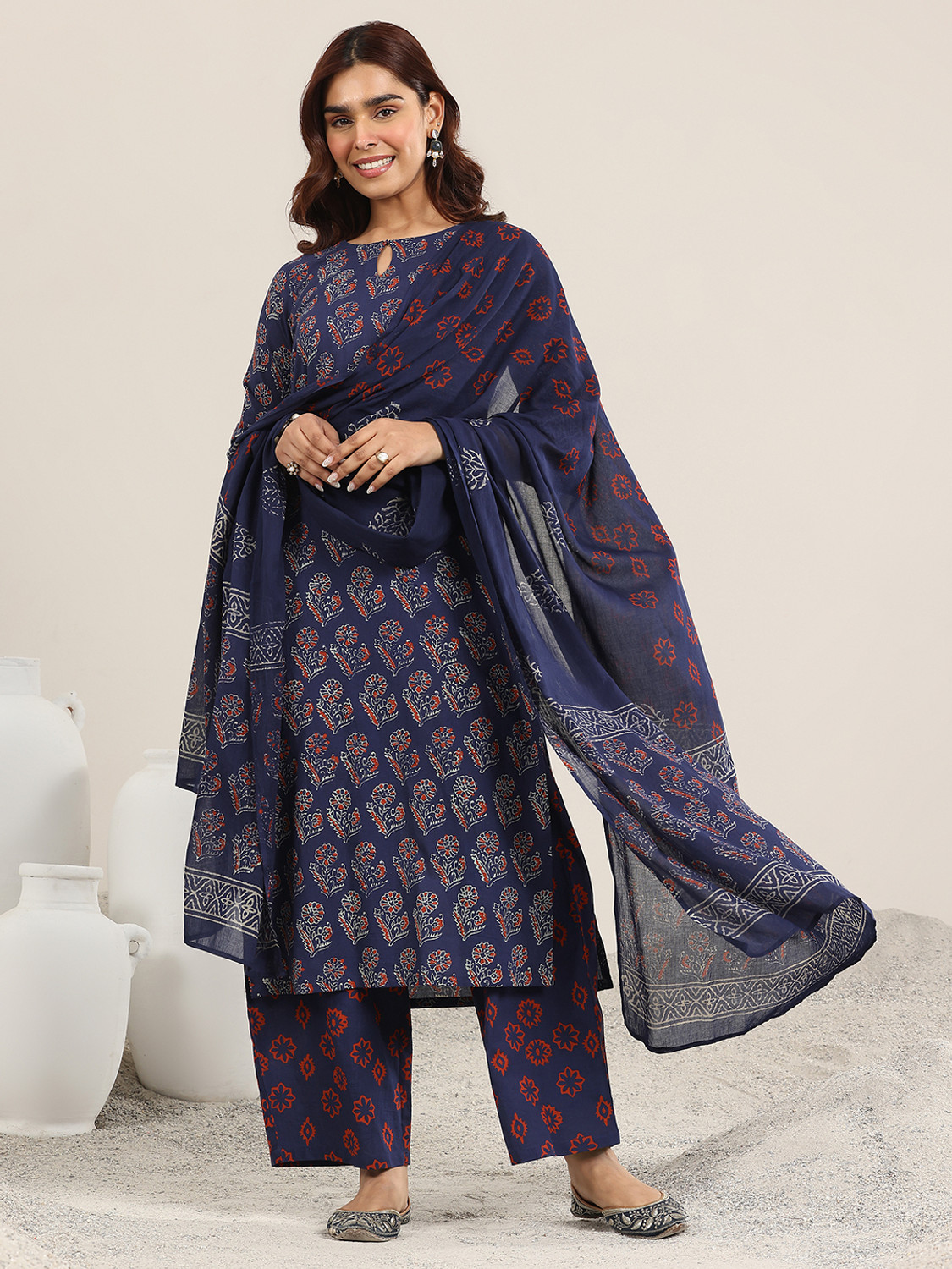 Image of LIBAS Women Kurta Palazzo Dupatta Set