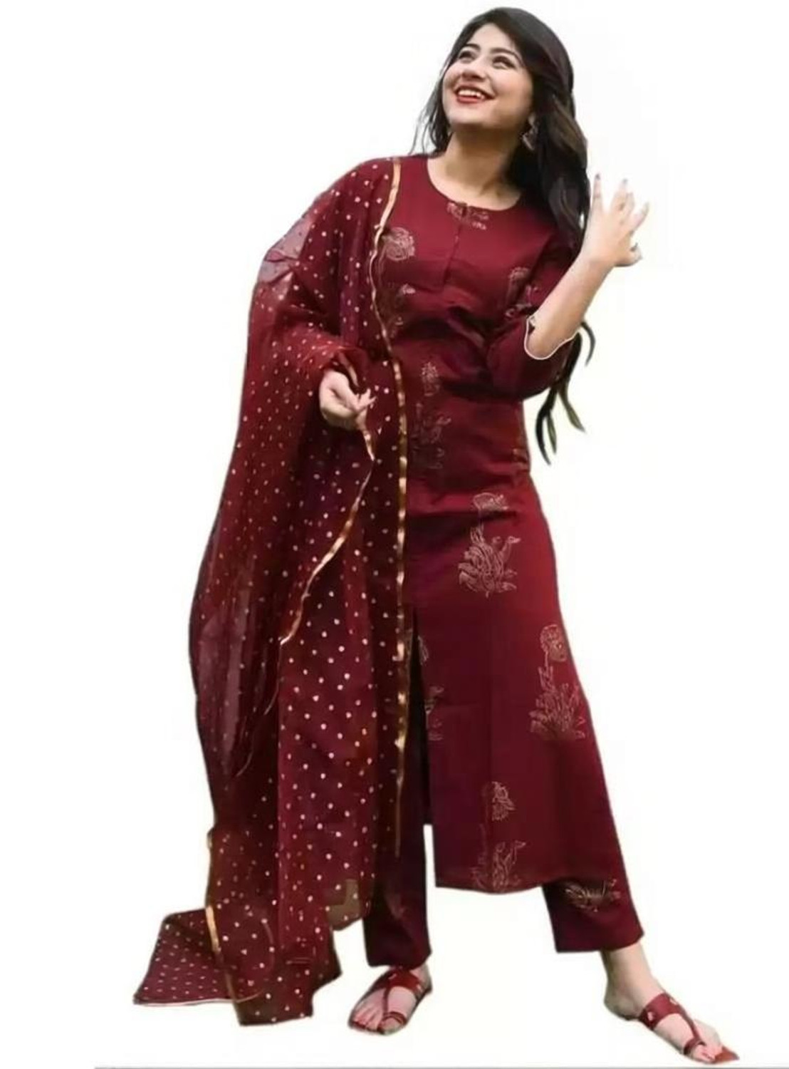 Image of Akel Women Kurta Pant Dupatta Set