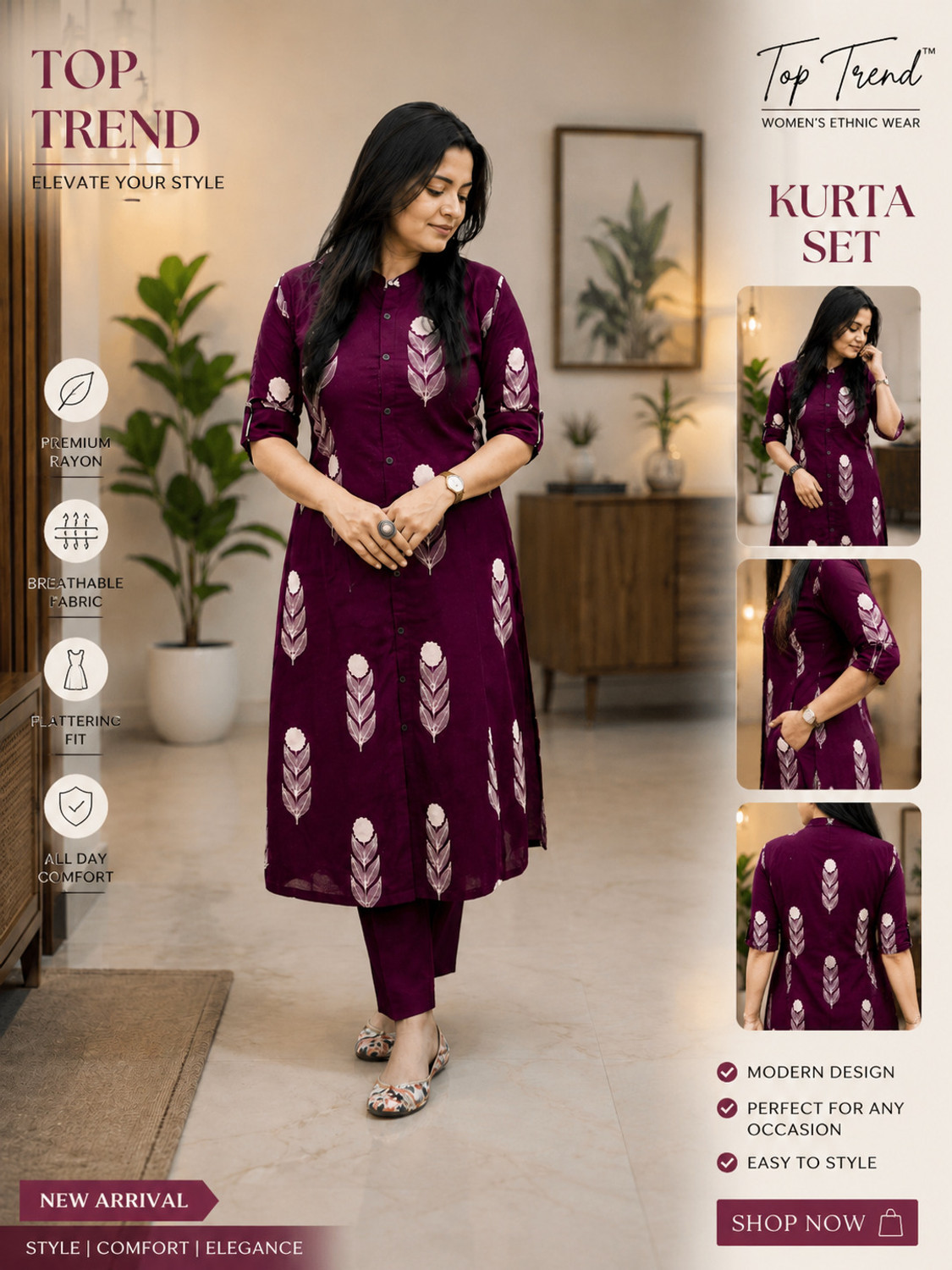 Image of Spear Inside World Women Kurta Palazzo Set