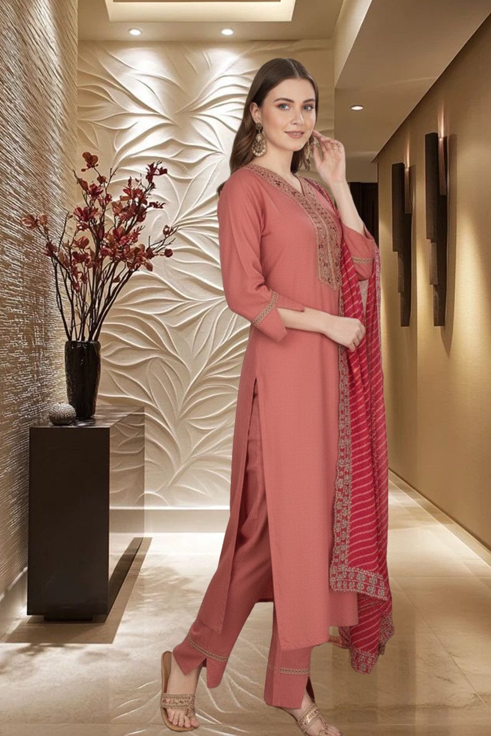 Image of DETACH Women Kurta Pant Dupatta Set