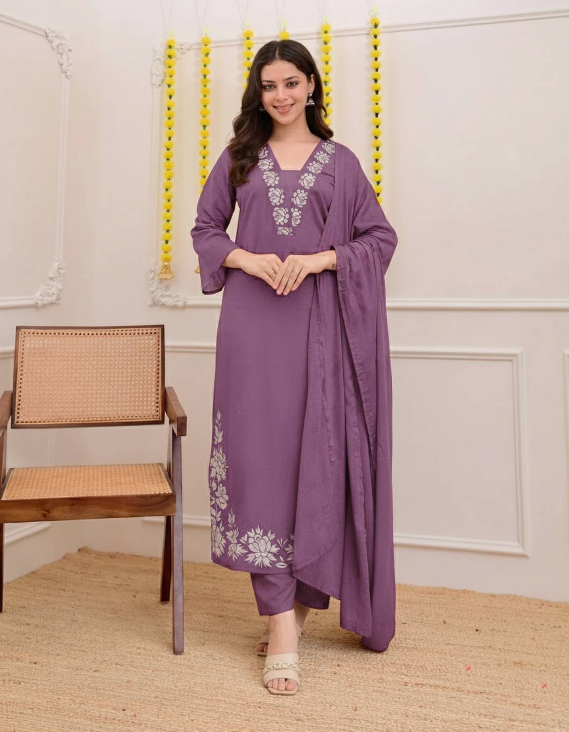SZN Women Kurta Palazzo Dupatta Set