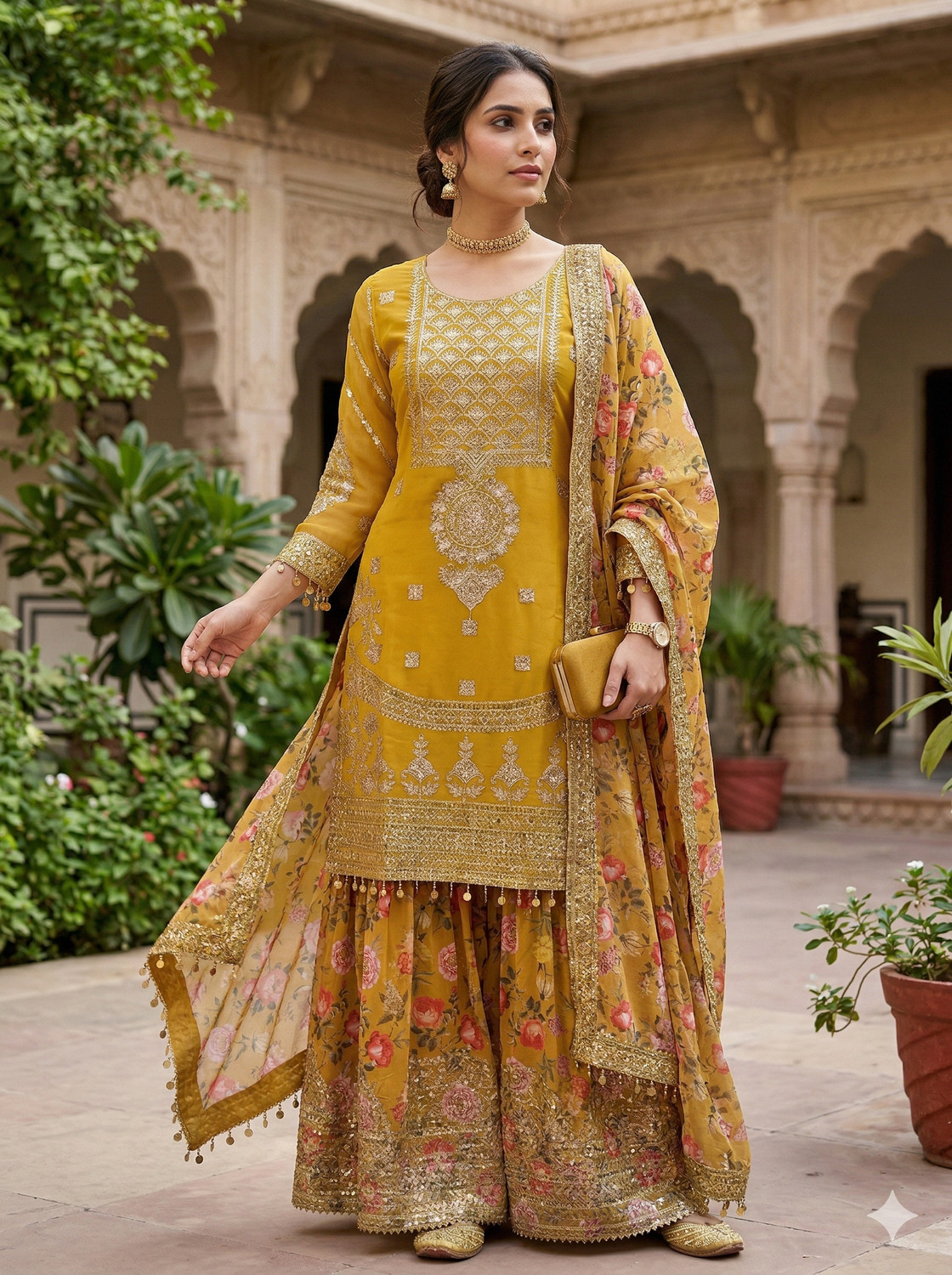 Image of Arriva Feb Women Kurta Sharara Dupatta Set