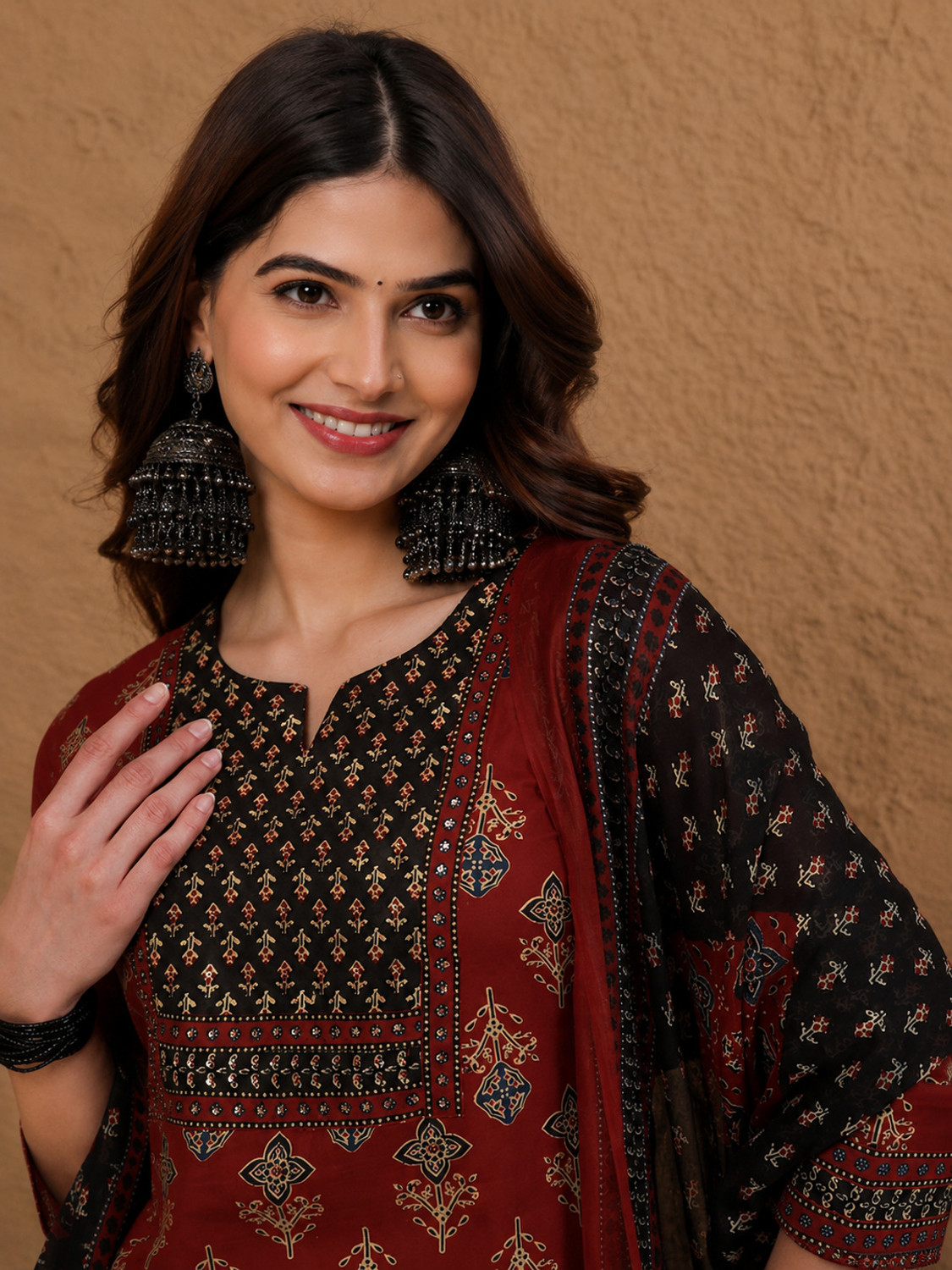 Image of S4K Women Kurta Palazzo Dupatta Set