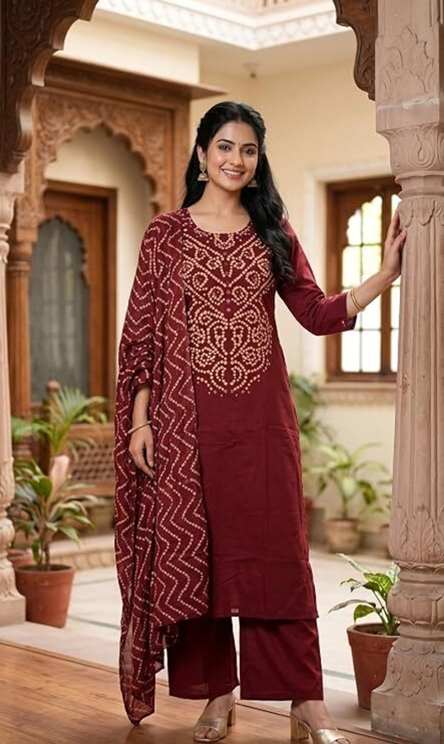 Image of JAATNI comfort wear Women Pure Cotton Kurta Pant Dupatta Set
