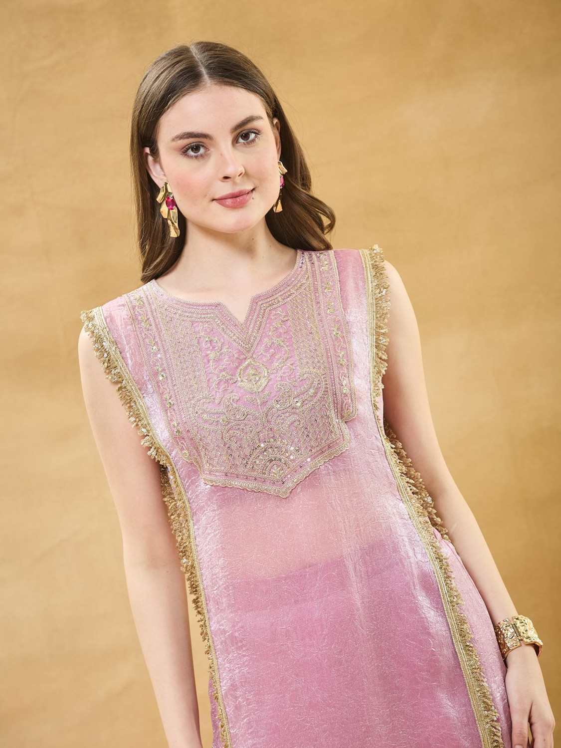 Image of Colors of Earth Women Kurta Palazzo Ethnic Jacket Set