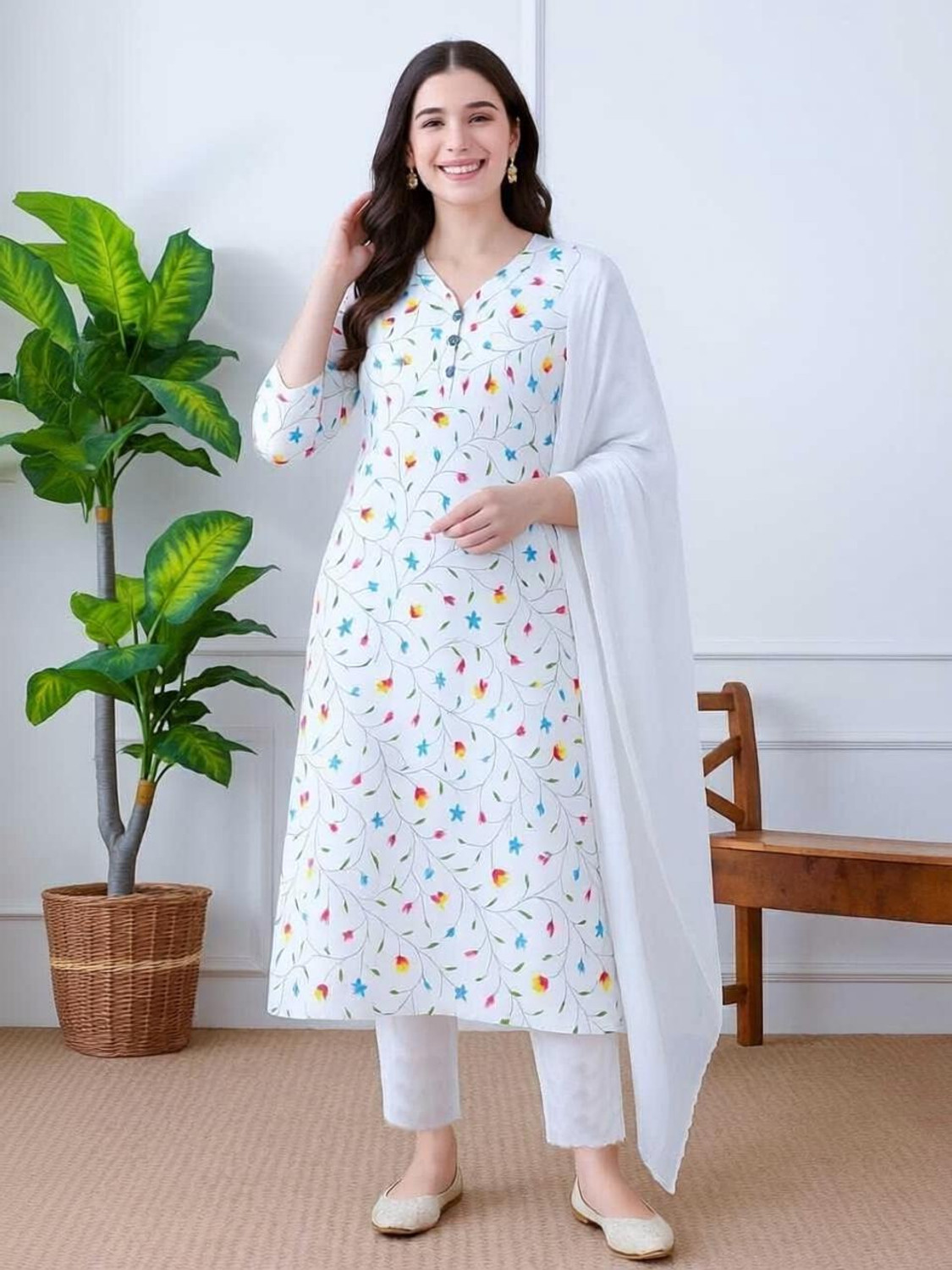 Image of Krifty Women Kurti Pyjama Set