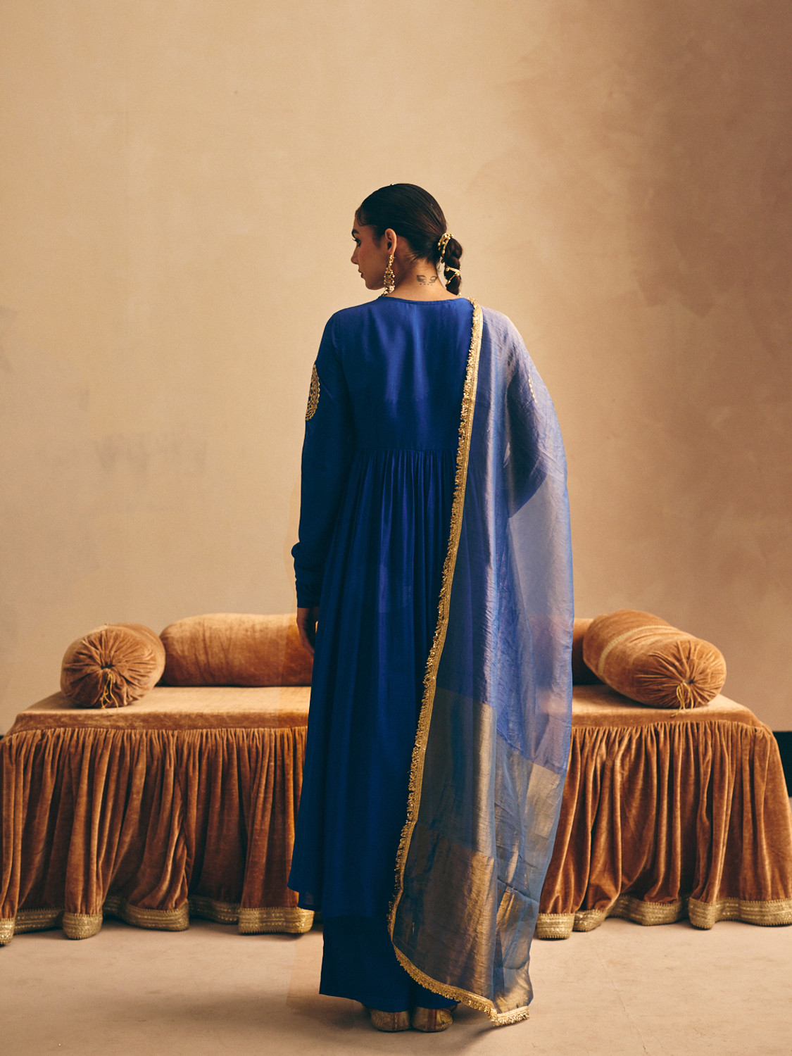 Image of FIORRA Women Chanderi Kurta Palazzo Dupatta Set