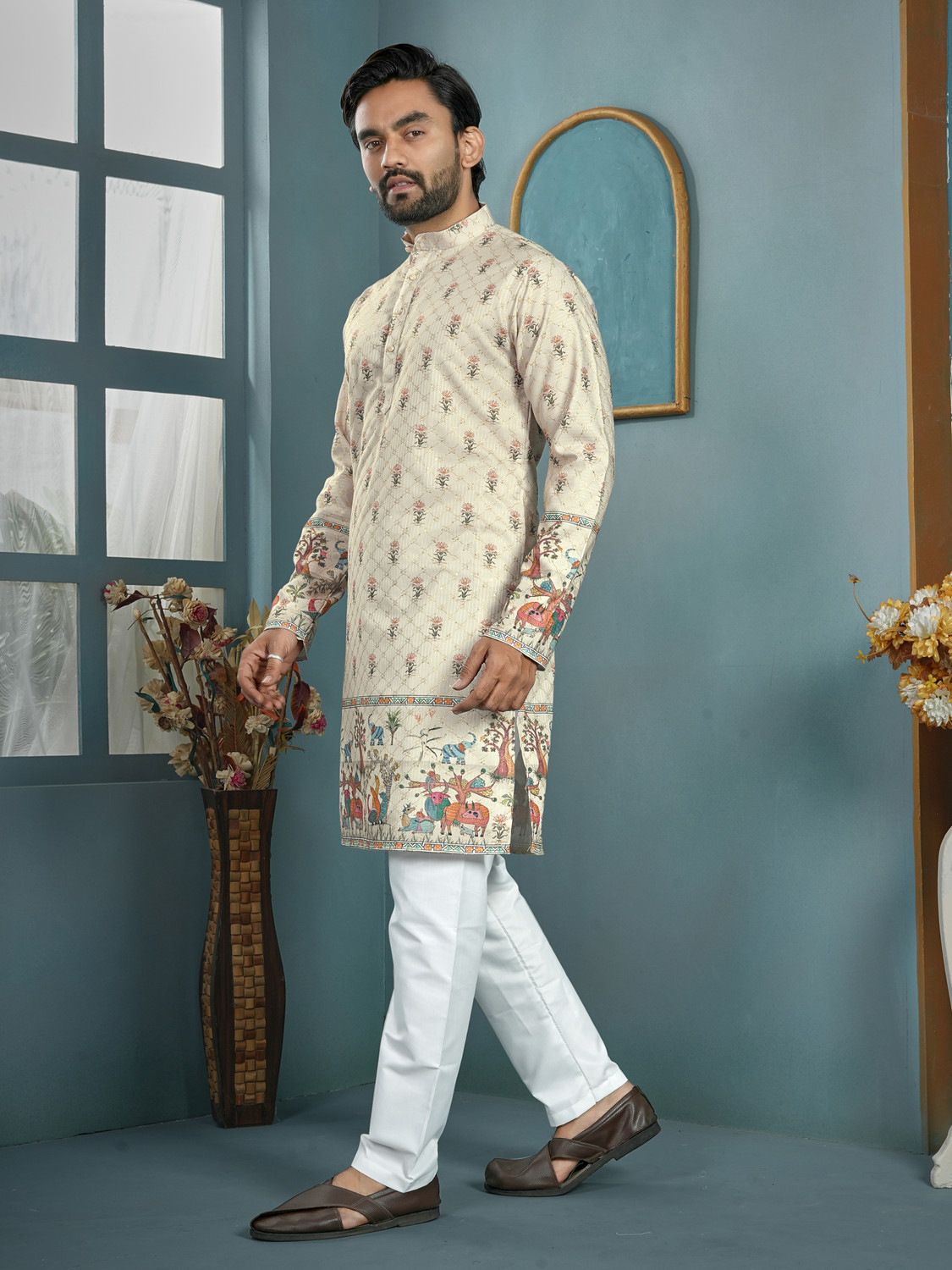 Image of CELLUX Men Kurta Pyjama Set